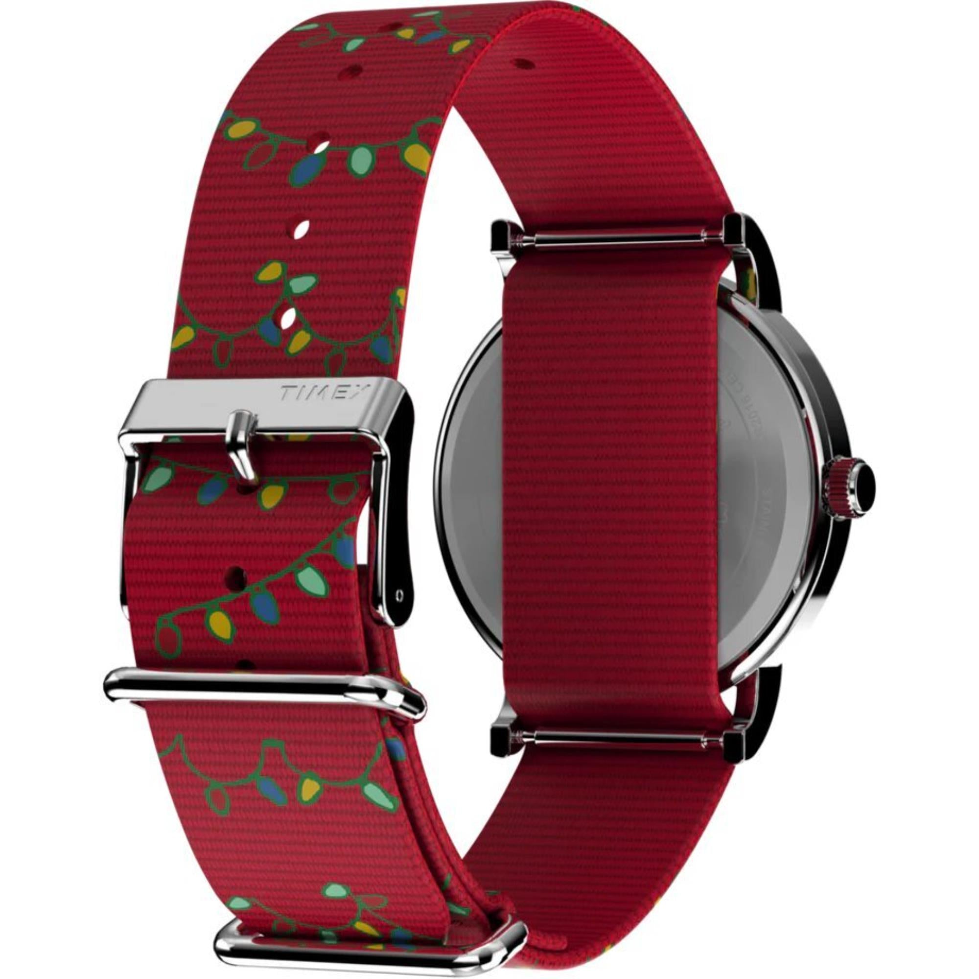 TEST Timex x Peanuts Weekender Holiday Quarz Weißes Zifferblatt Stoffarmband Unisex Uhr TW2W808006B