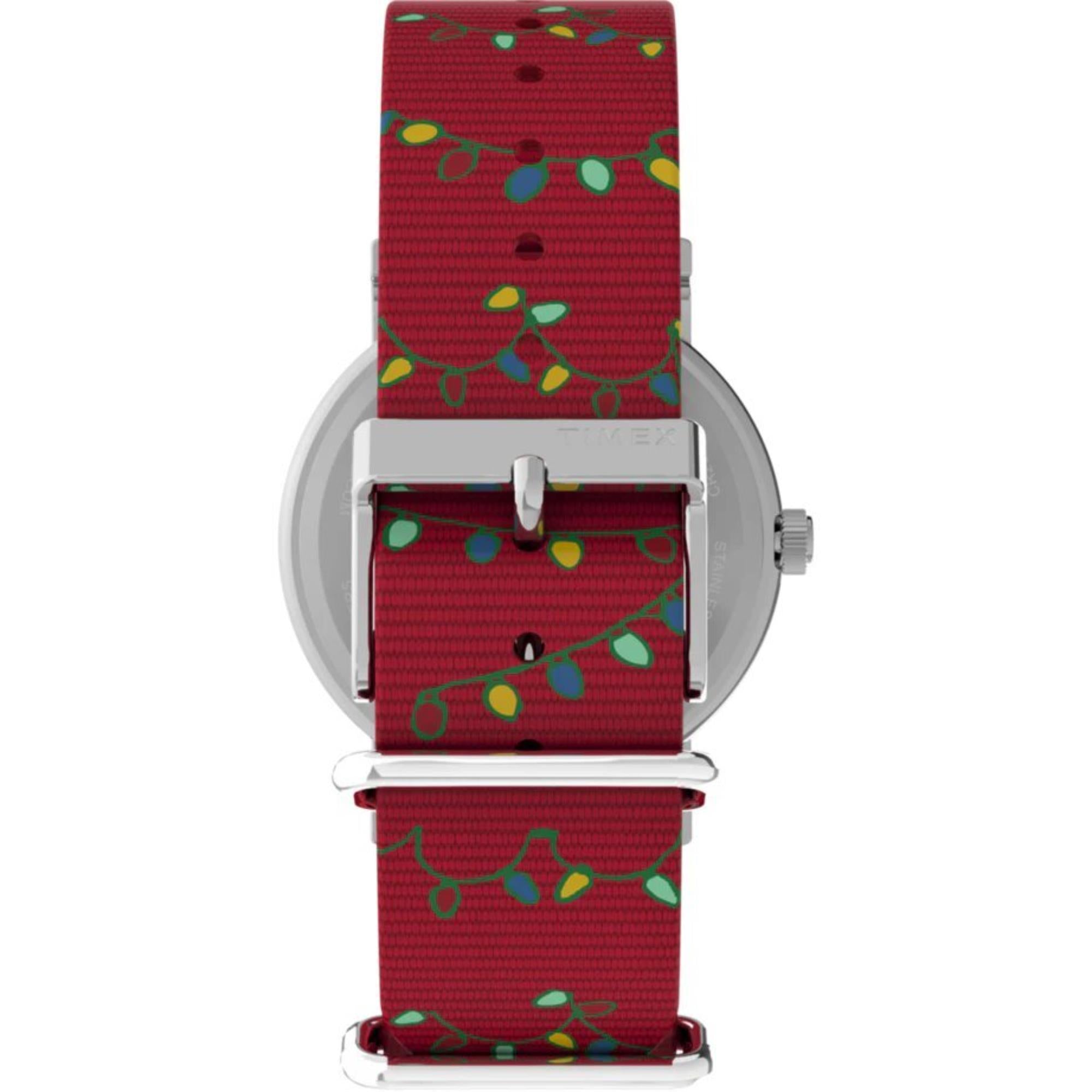 TEST Timex x Peanuts Weekender Holiday Quarz Weißes Zifferblatt Stoffarmband Unisex Uhr TW2W808006B
