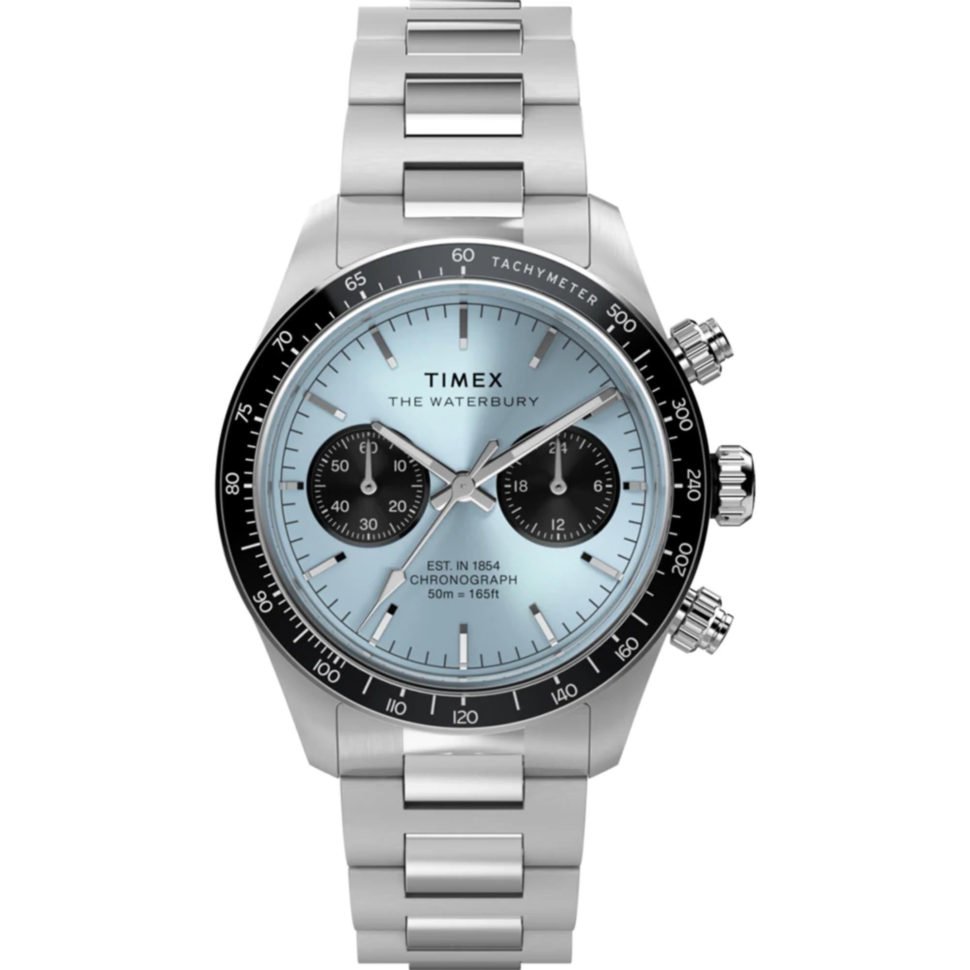 Timex Waterbury Heritage Chronograph Blue Dial Steel Strap Men's Watch TW2Y70500