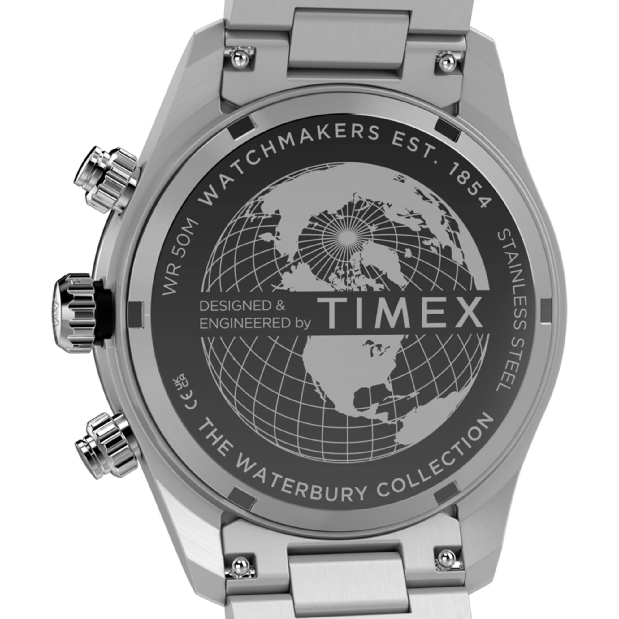 Timex Waterbury 39mm Chronograph Blue Dial Steel Mens Quartz Watch TW2Y70500