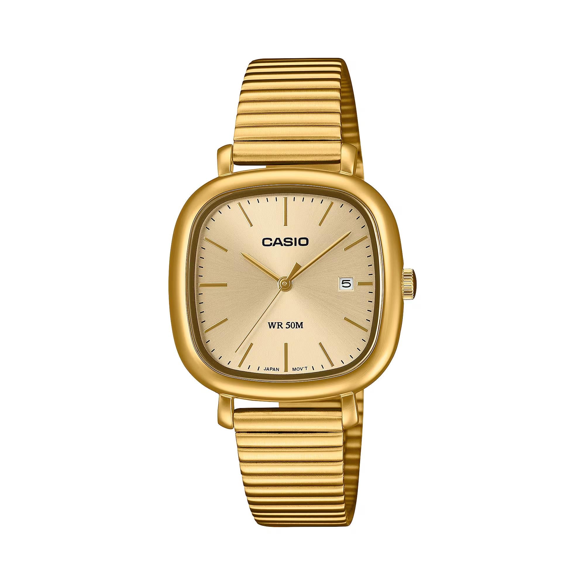Casio Timeless Quarz Gold Zifferblatt Stahlarmband Damen Uhr LTP-B166G-9AVEF