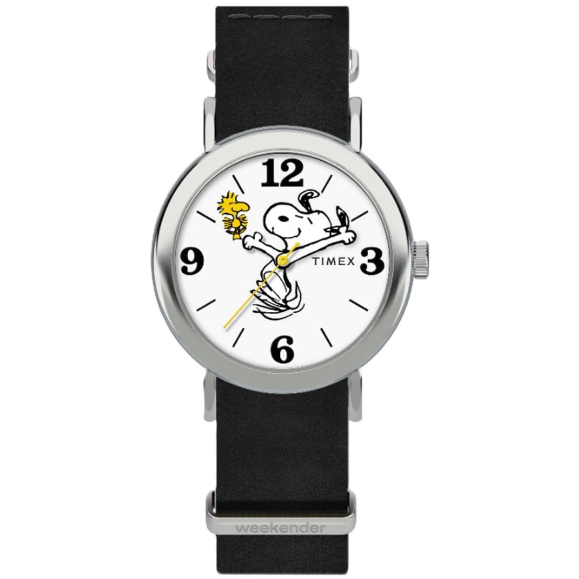 Timex Peanuts x Weekender Snoopy White Dial Leather Strap Watch TW2Y60900