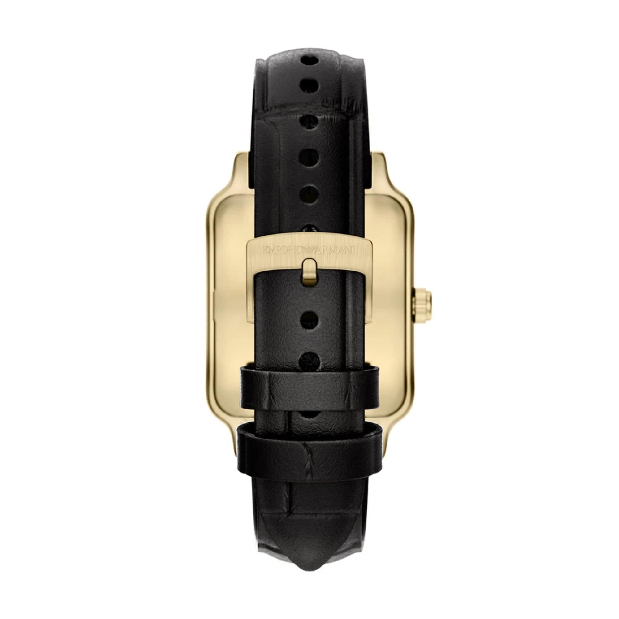 Emporio Armani Diego 36mm schwarze Zifferblatt Leder Damen Quarz Uhr AR11757