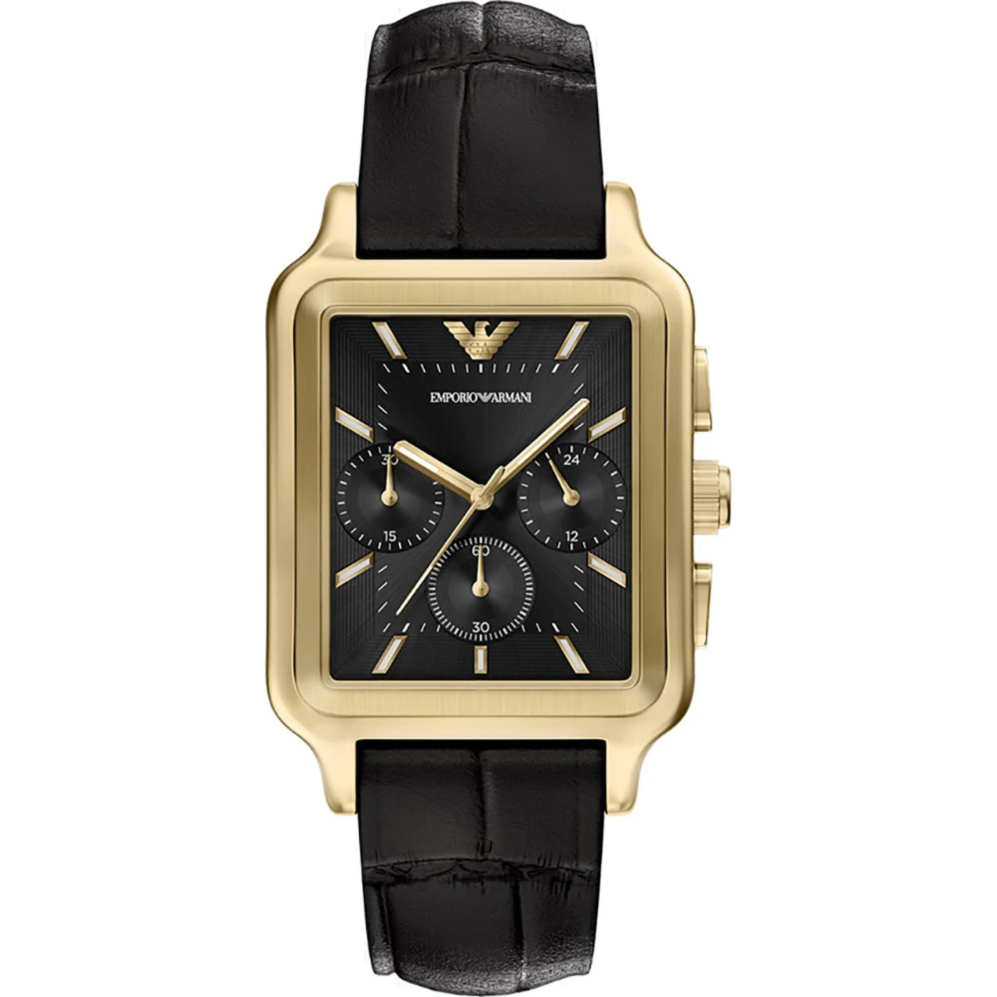 Emporio Armani Diego 38mm Chronograph schwarze Zifferblatt Leder Herren Quarz Uhr AR11753