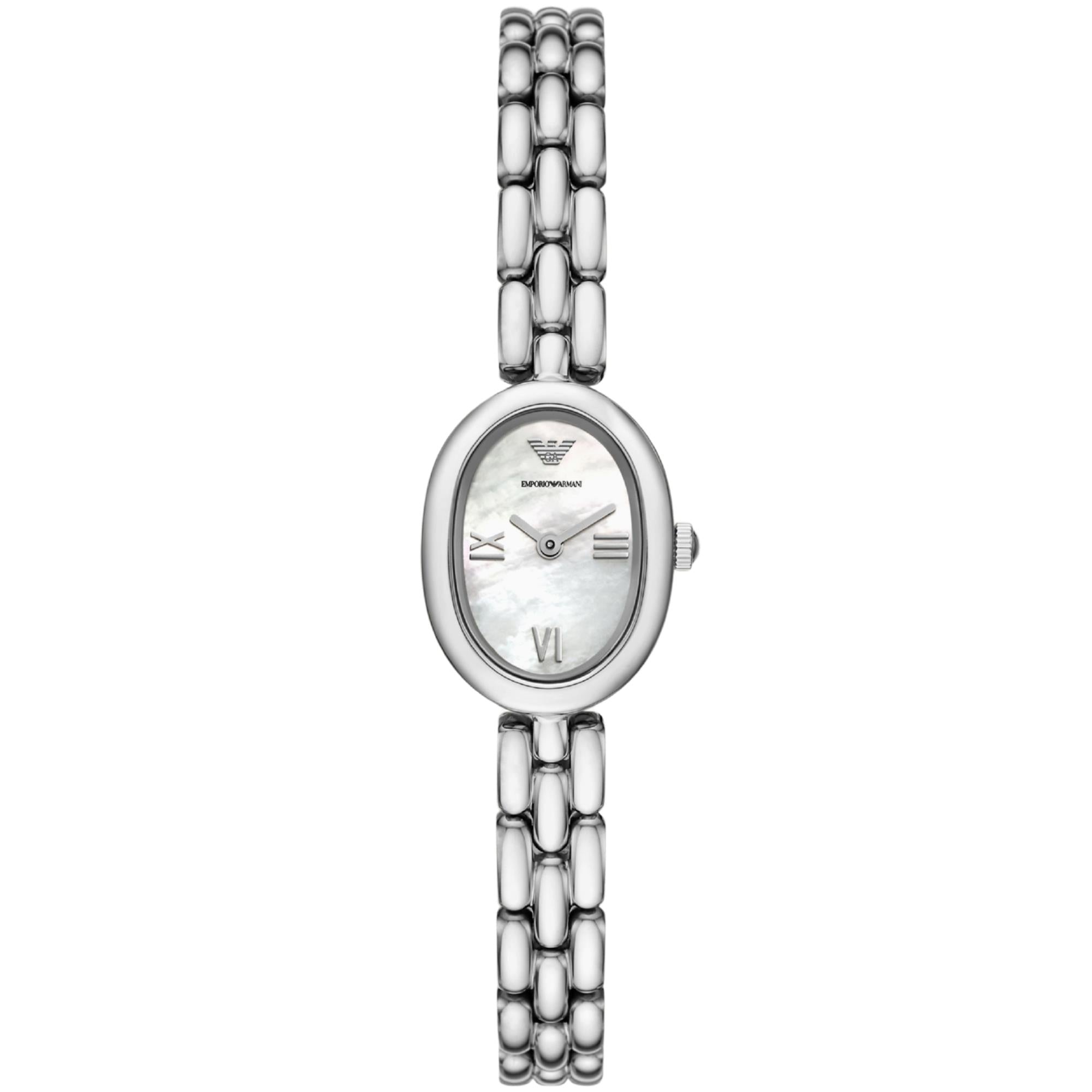 Emporio Armani Sinfonia 24mm weiße Zifferblatt Stahl Damen Quarz Uhr AR11720