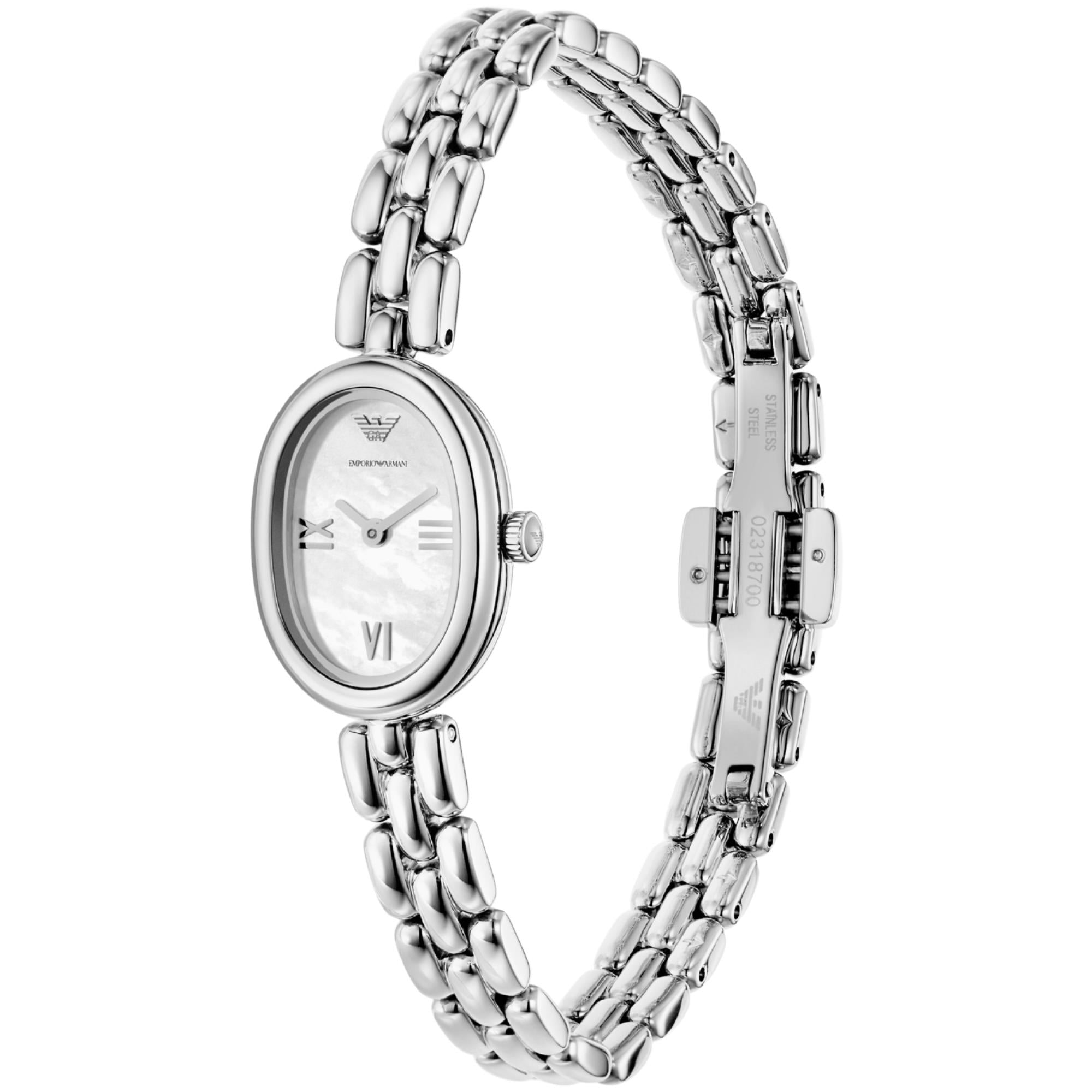 Emporio Armani Sinfonia 24mm weiße Zifferblatt Stahl Damen Quarz Uhr AR11720