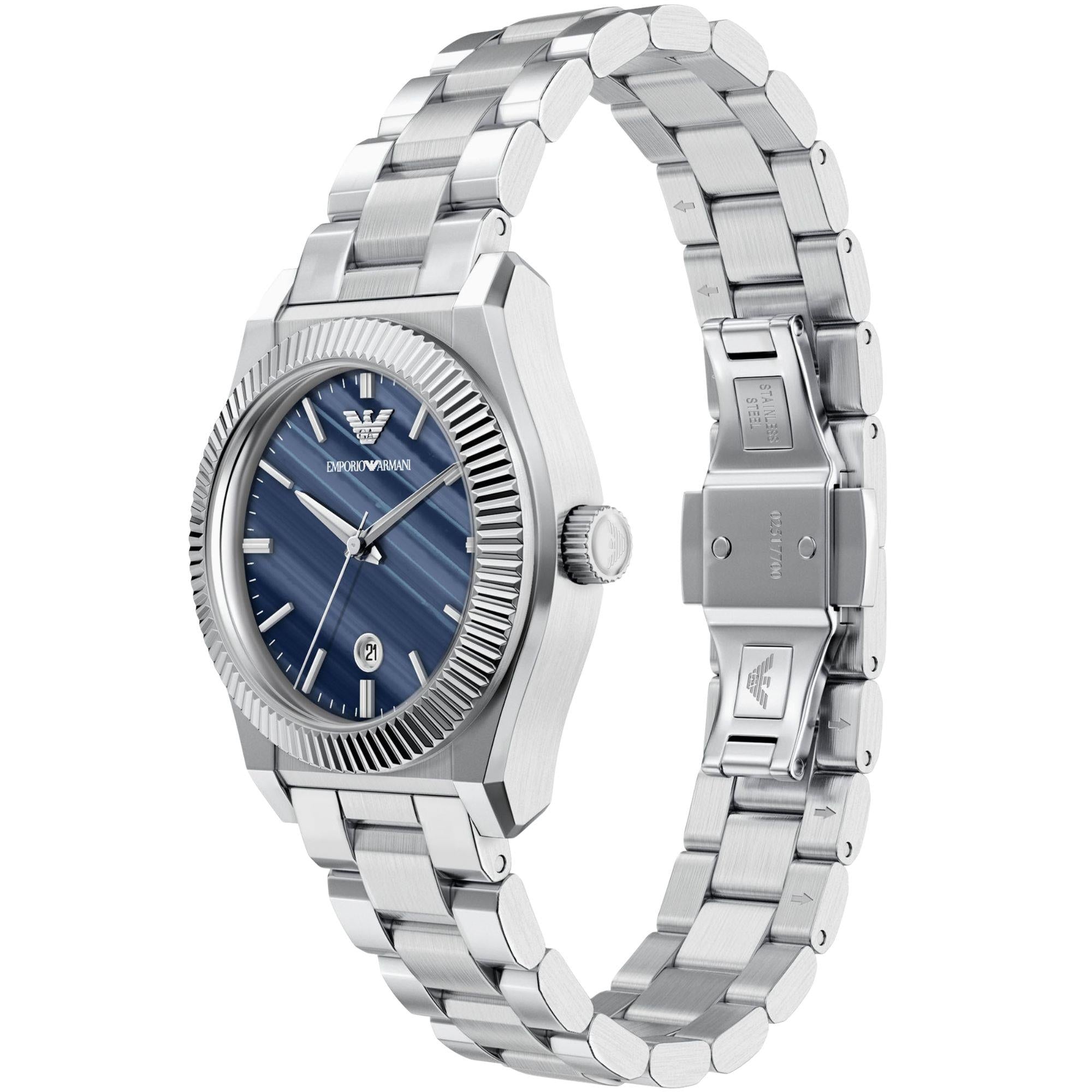Emporio Armani Federica 32mm Blaues Zifferblatt Stahl Damen Quarz Uhr AR11760
