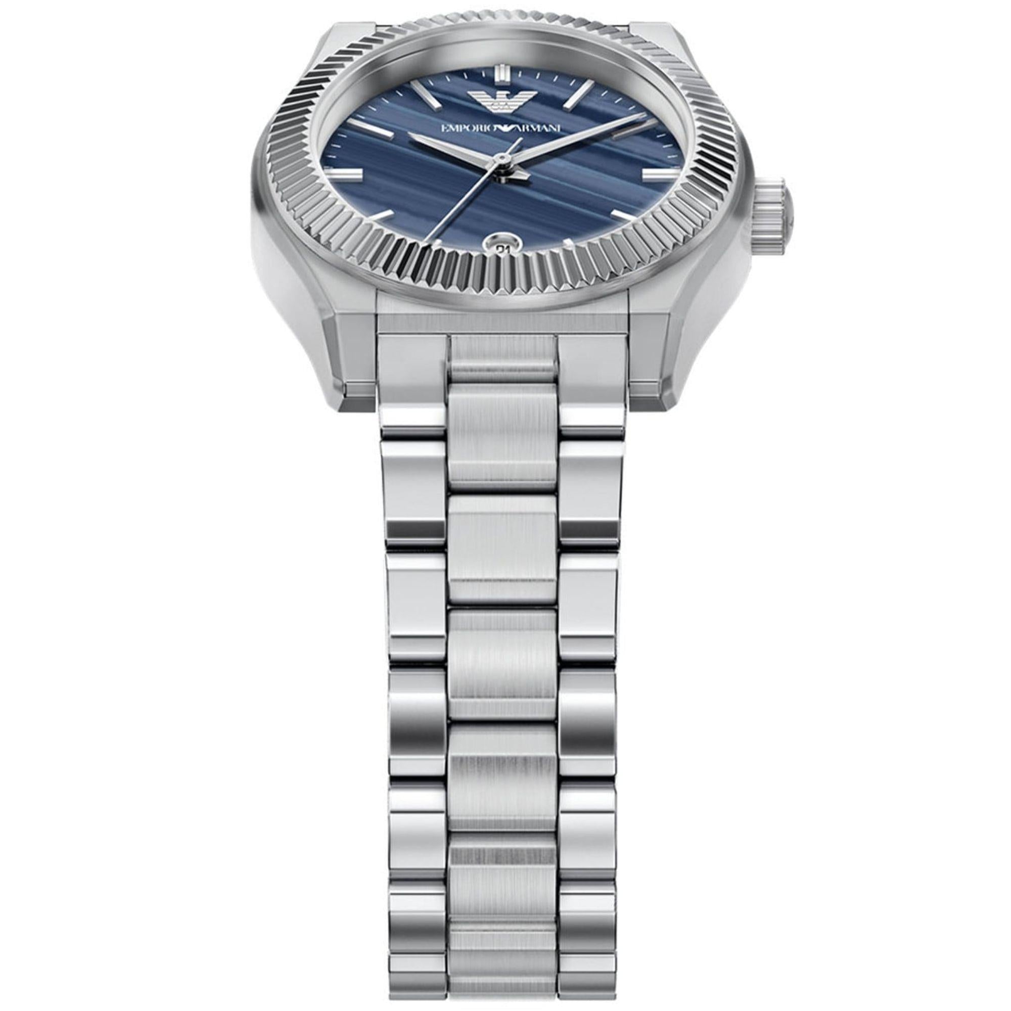 Emporio Armani Federica 32mm Blaues Zifferblatt Stahl Damen Quarz Uhr AR11760