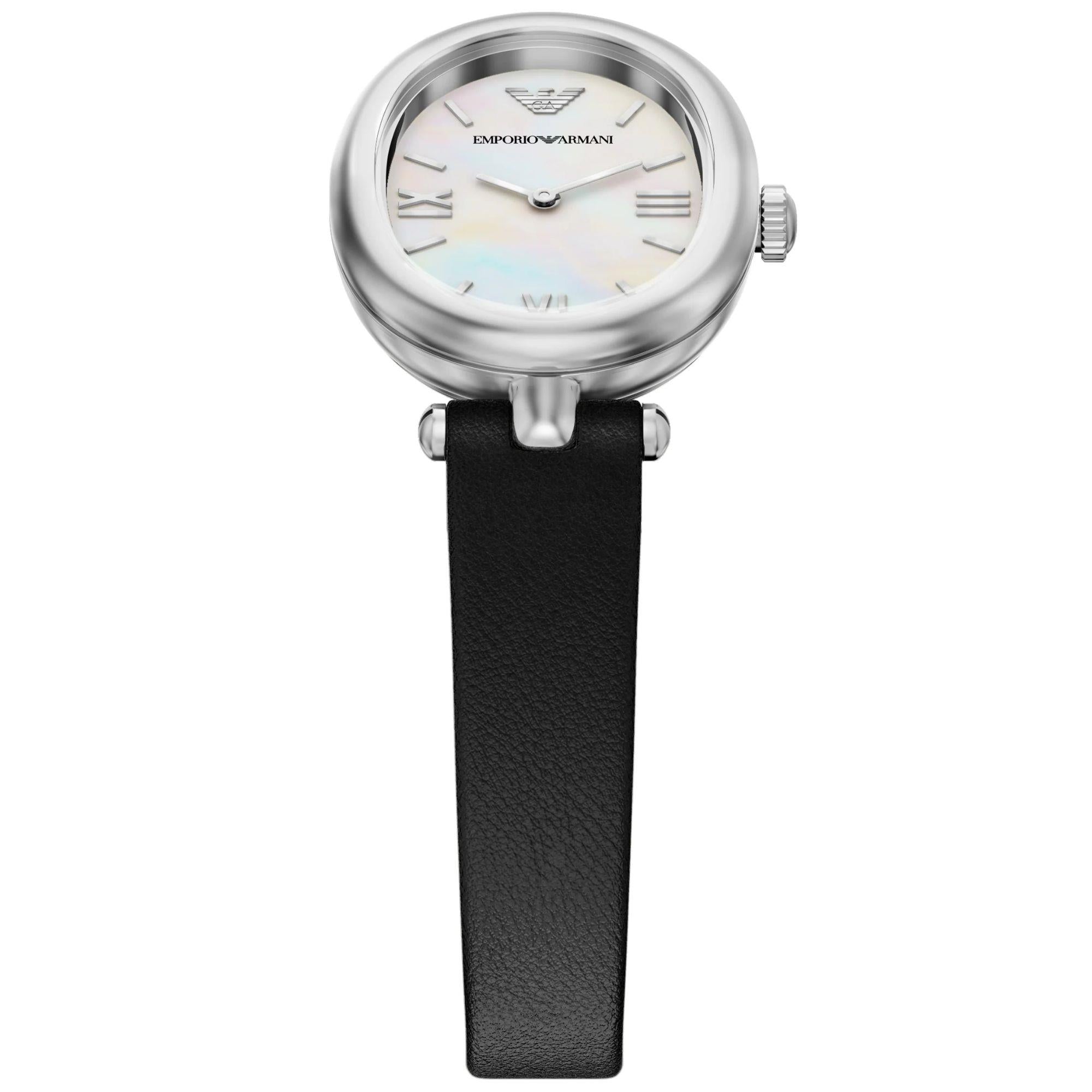 Emporio Armani Sinfonia 22mm White Mother Of Pearl Dial Leather Ladies Quartz Watch AR11778