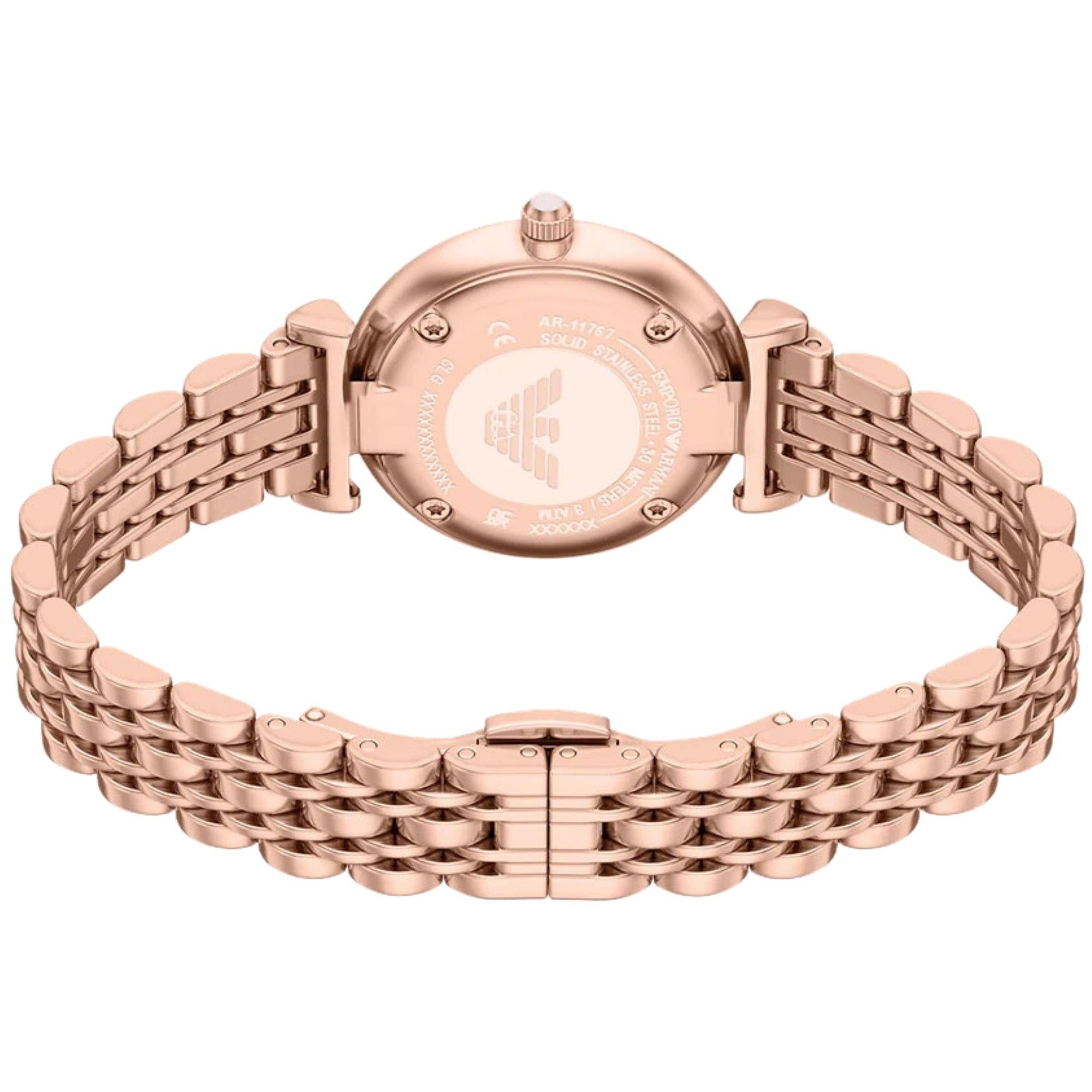 Emporio Armani Gianni 32mm Light Pink Dial Steel Ladies Quartz Watch AR11767