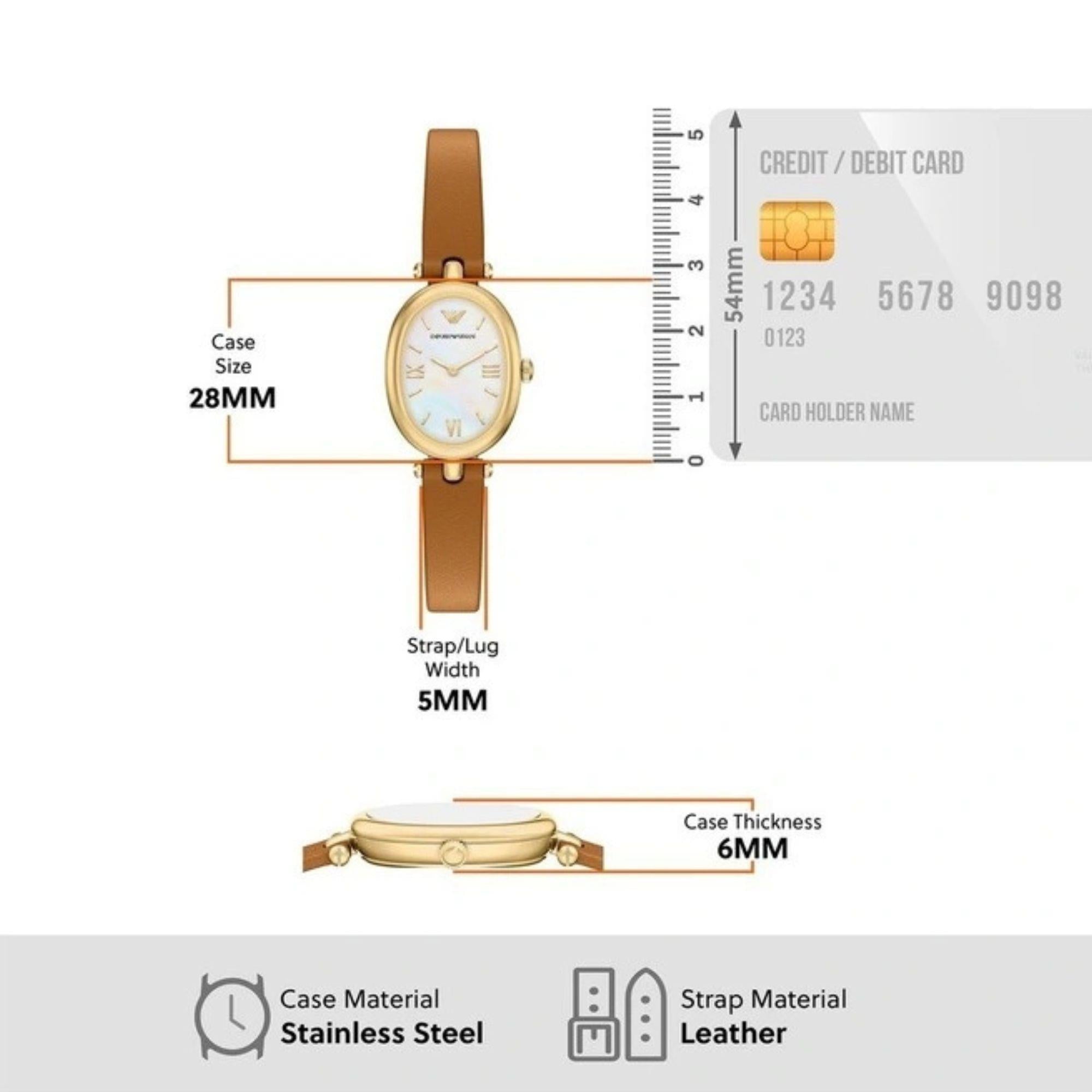 Emporio Armani Sinfonia 28mm White Mother of Pearl Dial Leather Ladies Quartz Watch AR11780