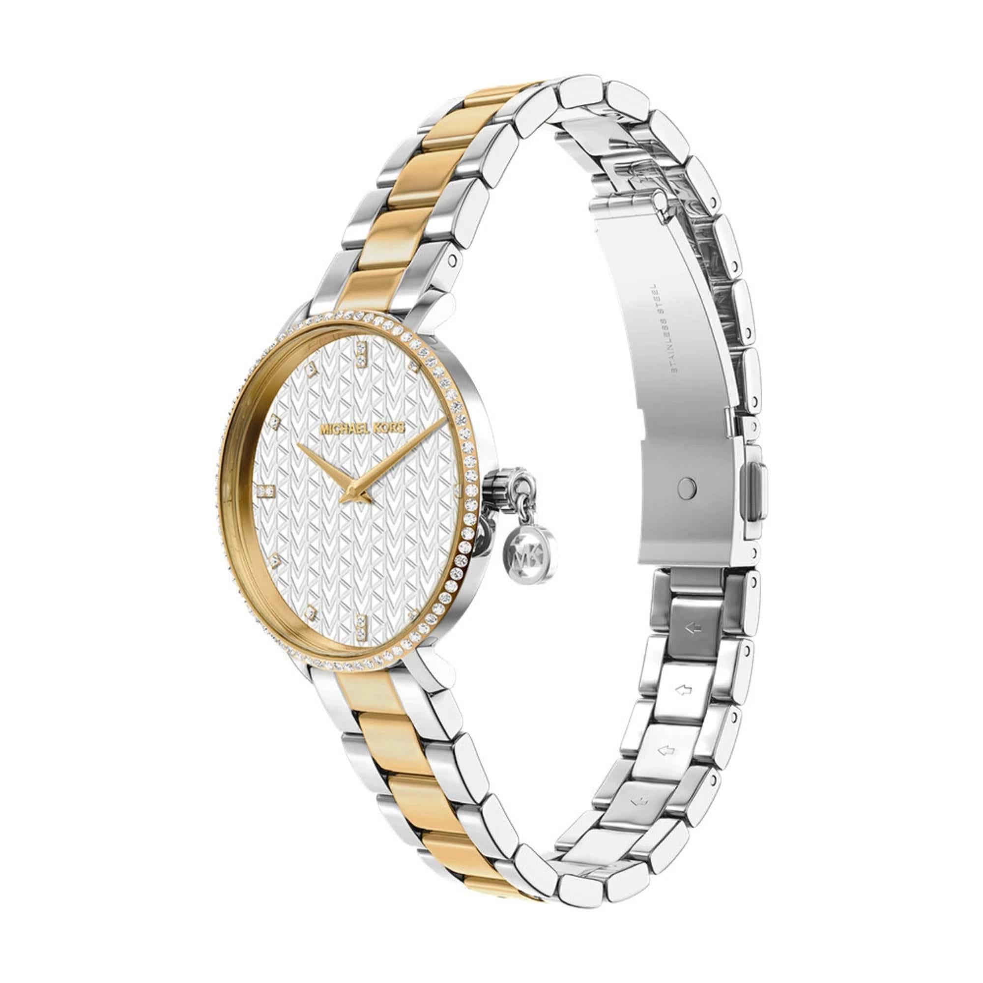 Michael Kors Pyper 32mm Silbernes Zifferblatt Stahl Damen Quarz Uhr MK7574
