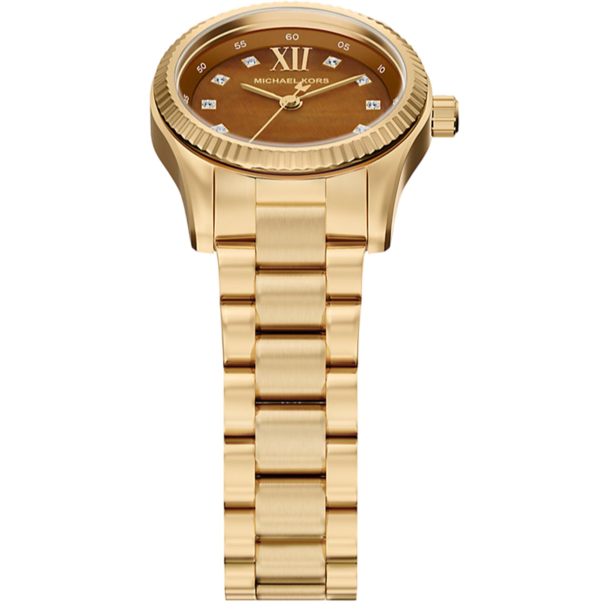 Michael Kors Lexington 26mm Brown Dial Steel Ladies Quartz Watch MK7578
