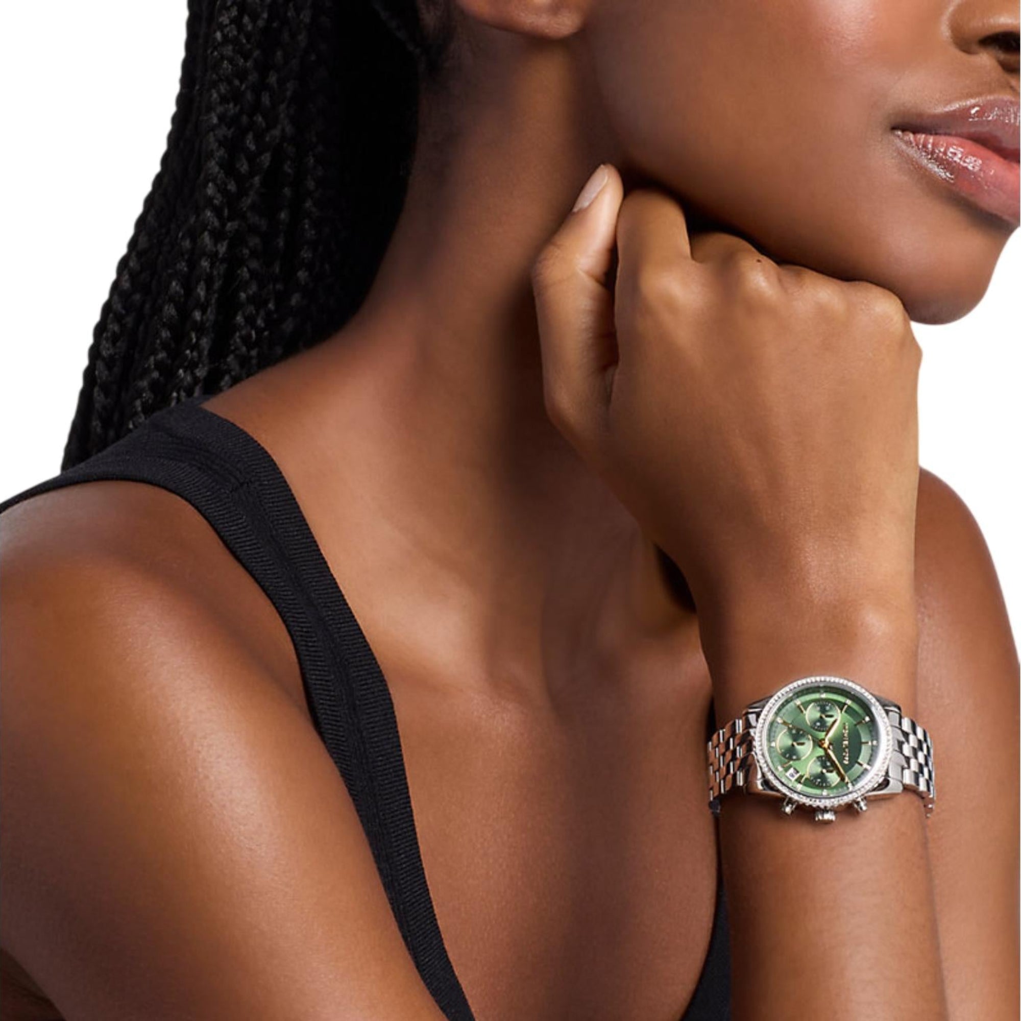 Michael Kors Bryant 35mm Chronograph Green Dial Steel Ladies Quartz Watch MK7583