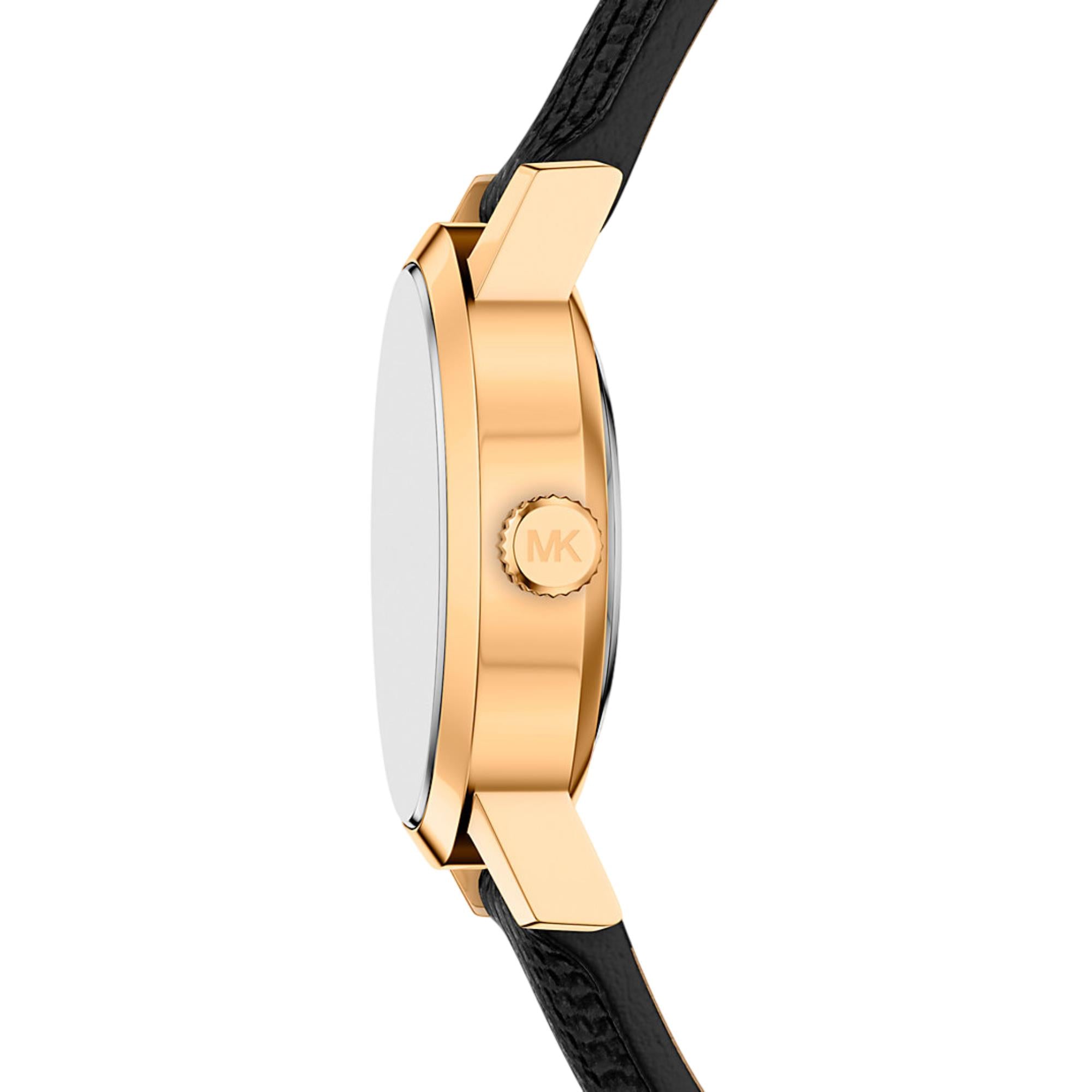 Michael Kors Petite Maude Black Dial Embossed Leather Strap Women's Watch MK7585