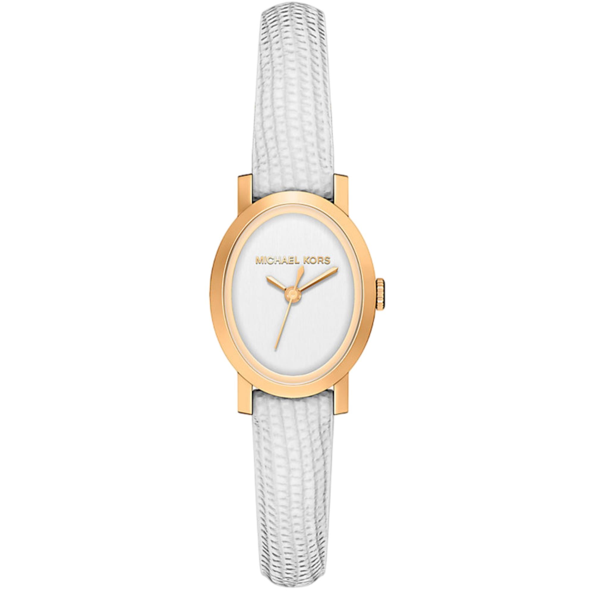 Michael Kors Maude 24mm White Dial Leather Ladies Quartz Watch MK7586