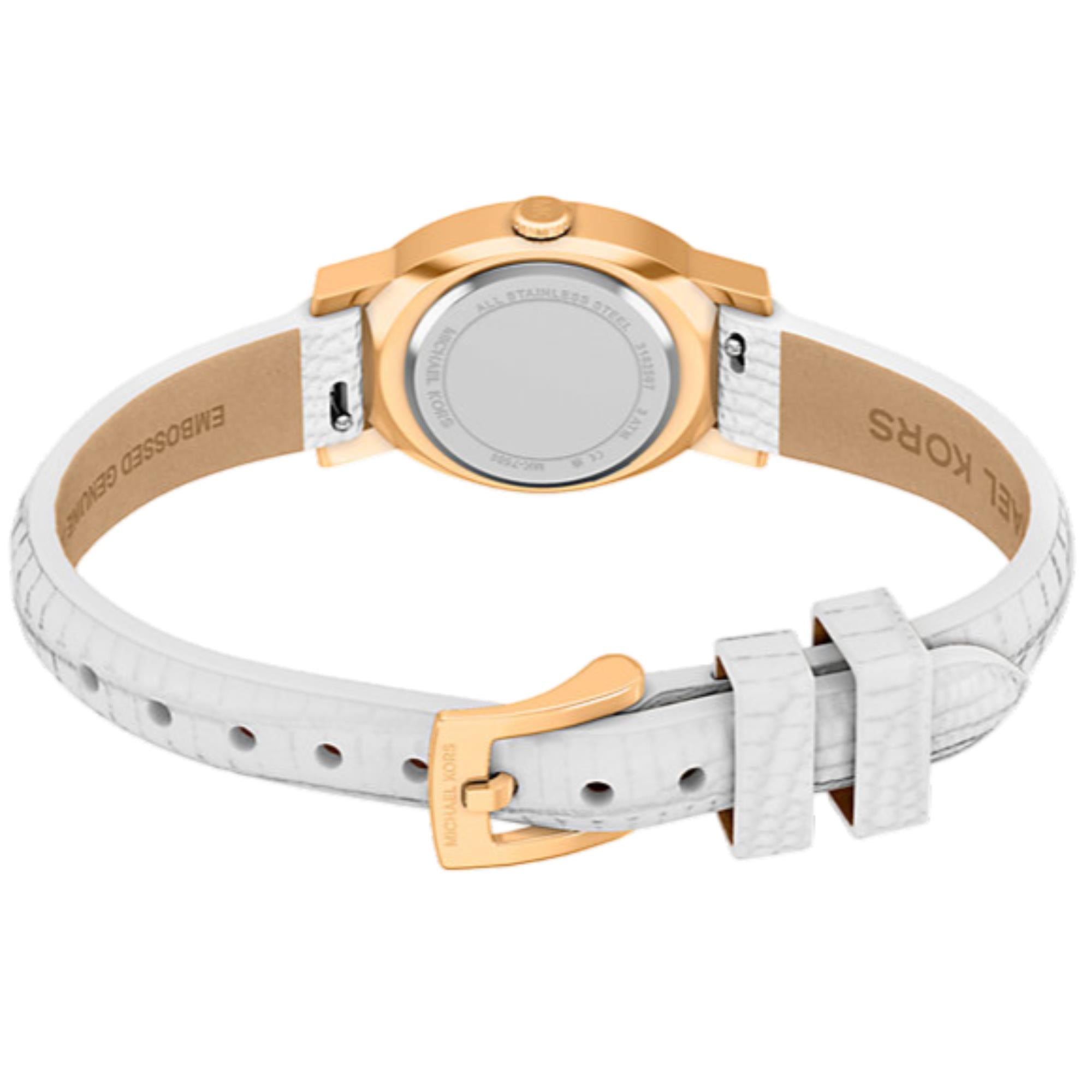 Michael Kors Maude 24mm White Dial Leather Ladies Quartz Watch MK7586