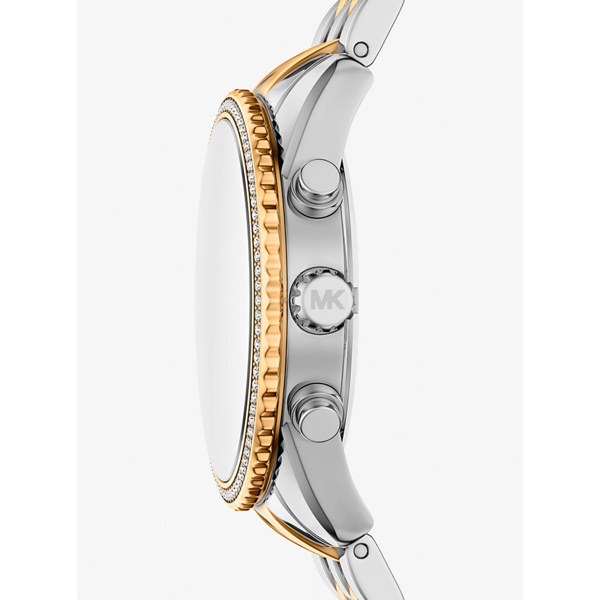 Michael Kors Bryant Pave Chronograph Blaues Zifferblatt Stahlarmband Damenuhr MK7582