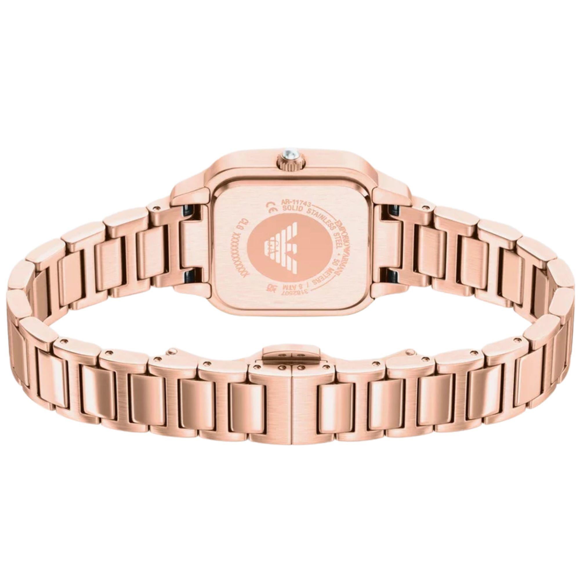 Emporio Armani Genni 35mm White Mother of Pearl Dial Steel Ladies Quartz Watch AR11743