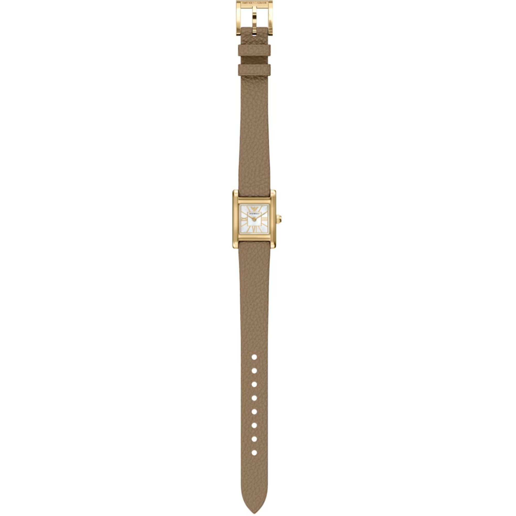 Emporio Armani Genni  26mm White Mother of Pearl Dial Leather Ladies Quartz Watch AR11765