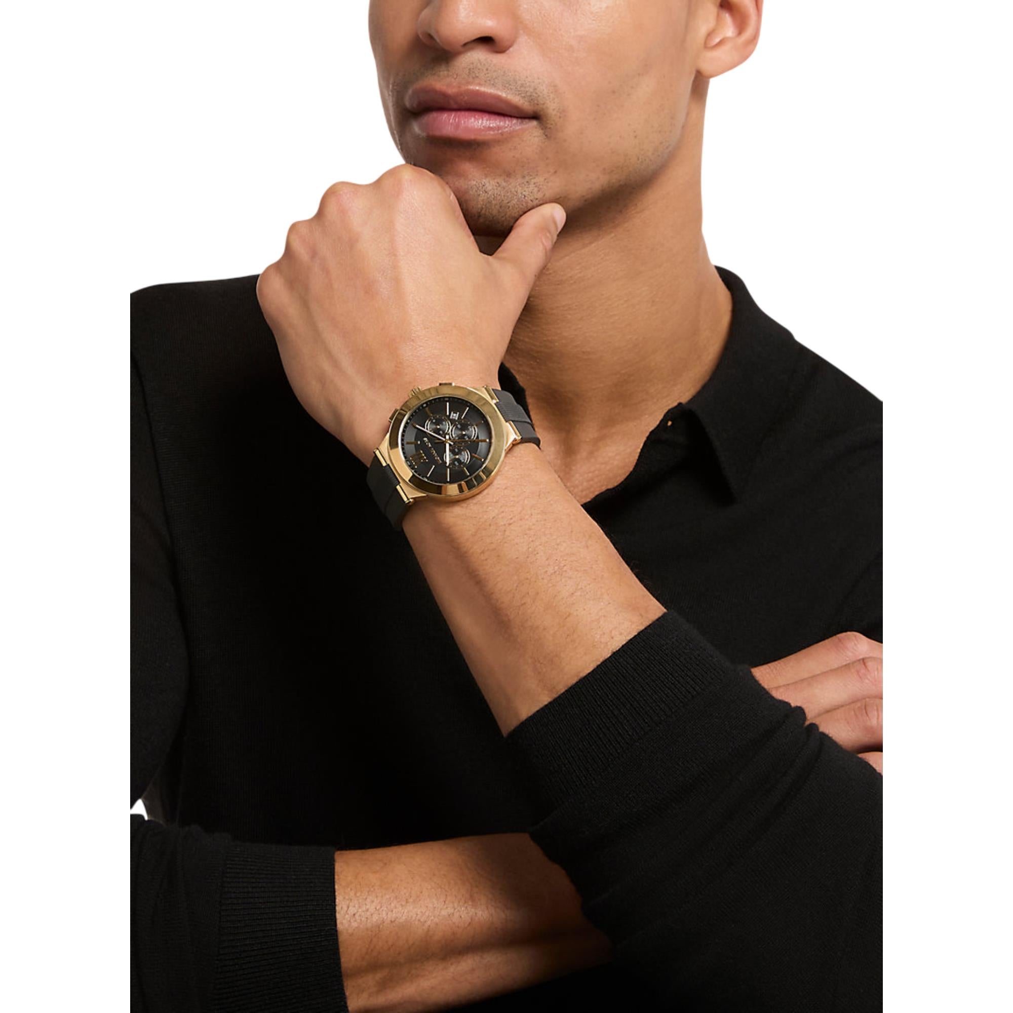 Michael Kors Billie 44mm Chronograph Black Dial Silicone Mens Quartz Watch MK9253