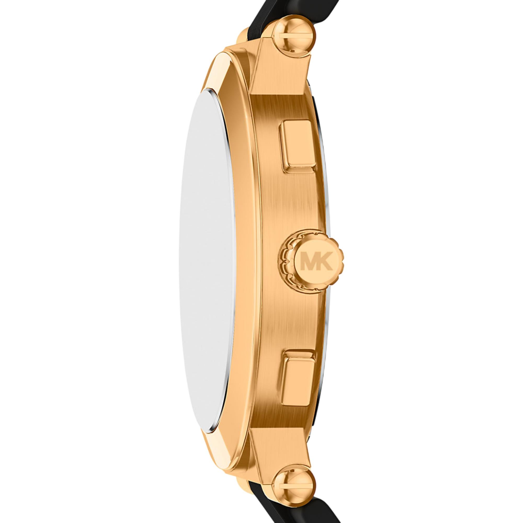 Michael Kors Billie 44mm Chronograph Schwarz Zifferblatt Silikon Herren Quarz Uhr MK9253