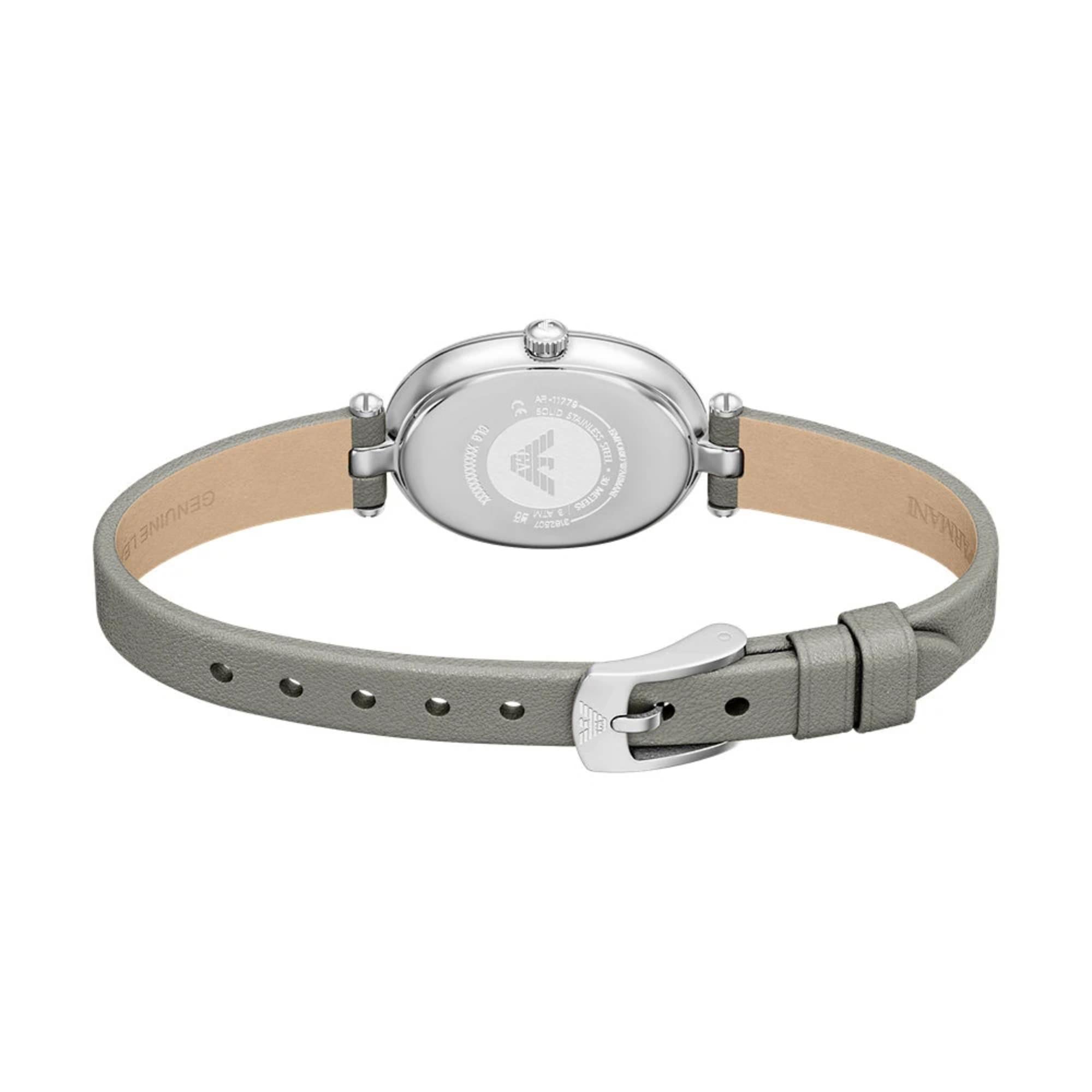 Emporio Armani Gianni T-Bar 22mm White Mother of Pearl Dial Leather Ladies Quartz Watch AR11779