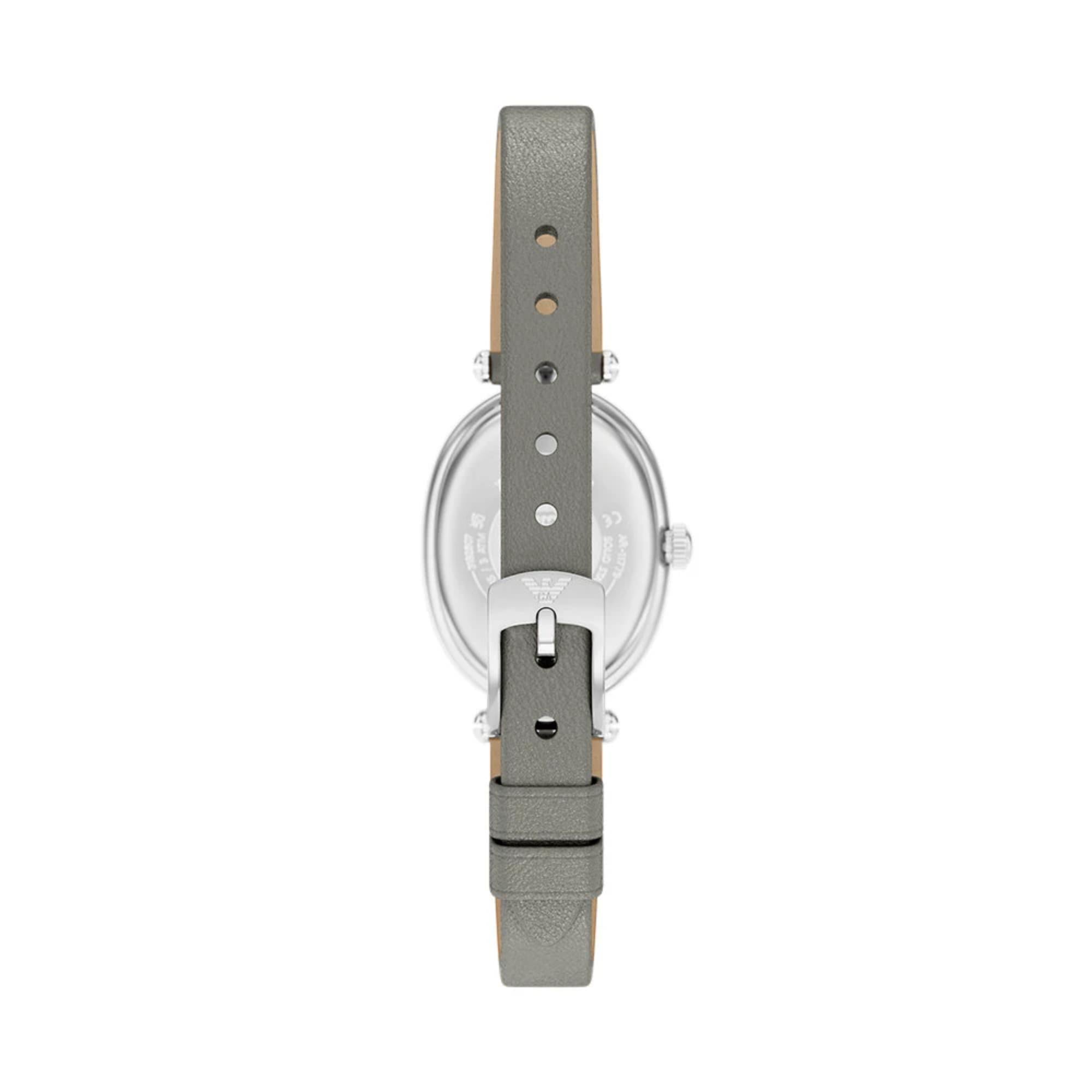 Emporio Armani Gianni T-Bar 22mm White Mother of Pearl Dial Leather Ladies Quartz Watch AR11779