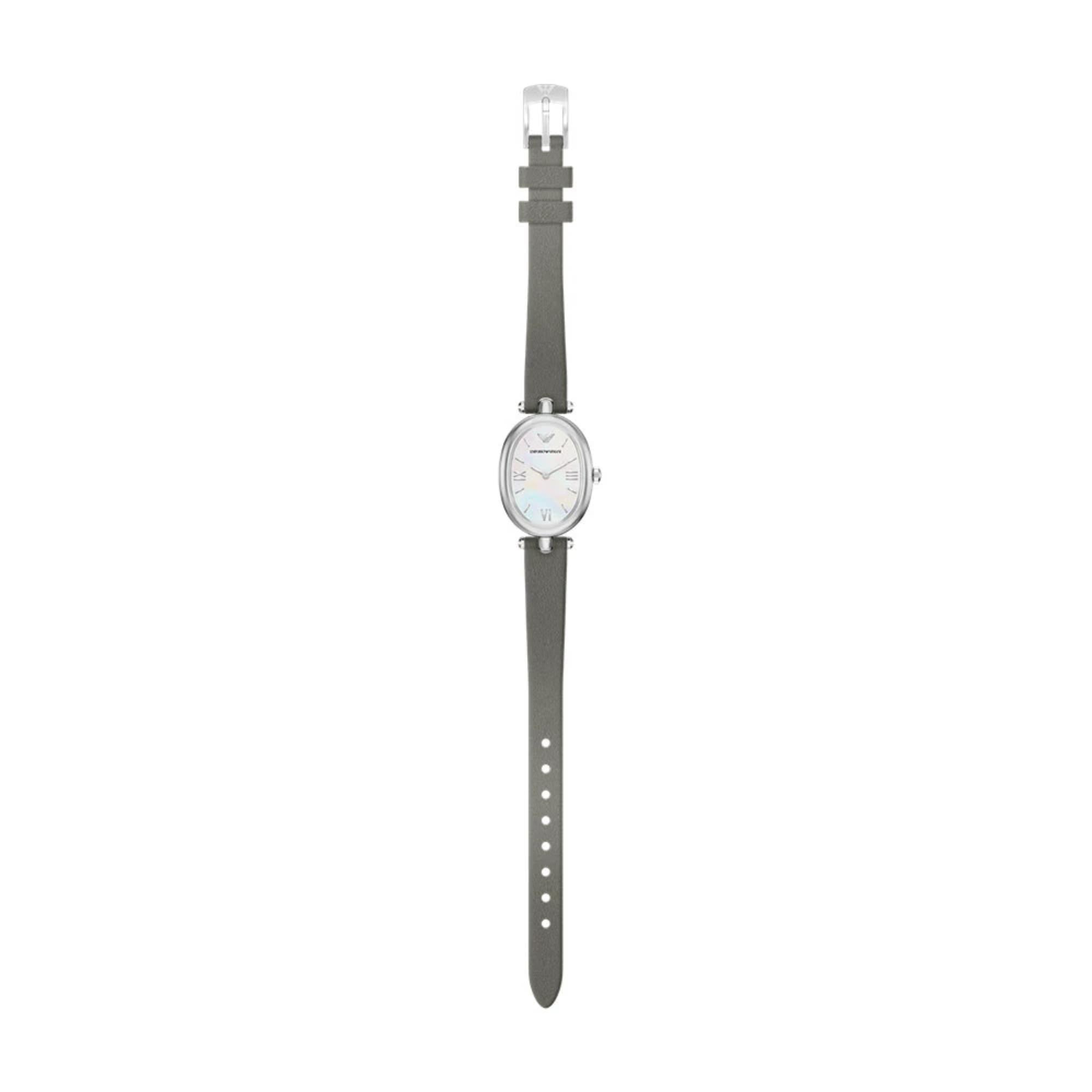 Emporio Armani Gianni T-Bar 22mm White Mother of Pearl Dial Leather Ladies Quartz Watch AR11779