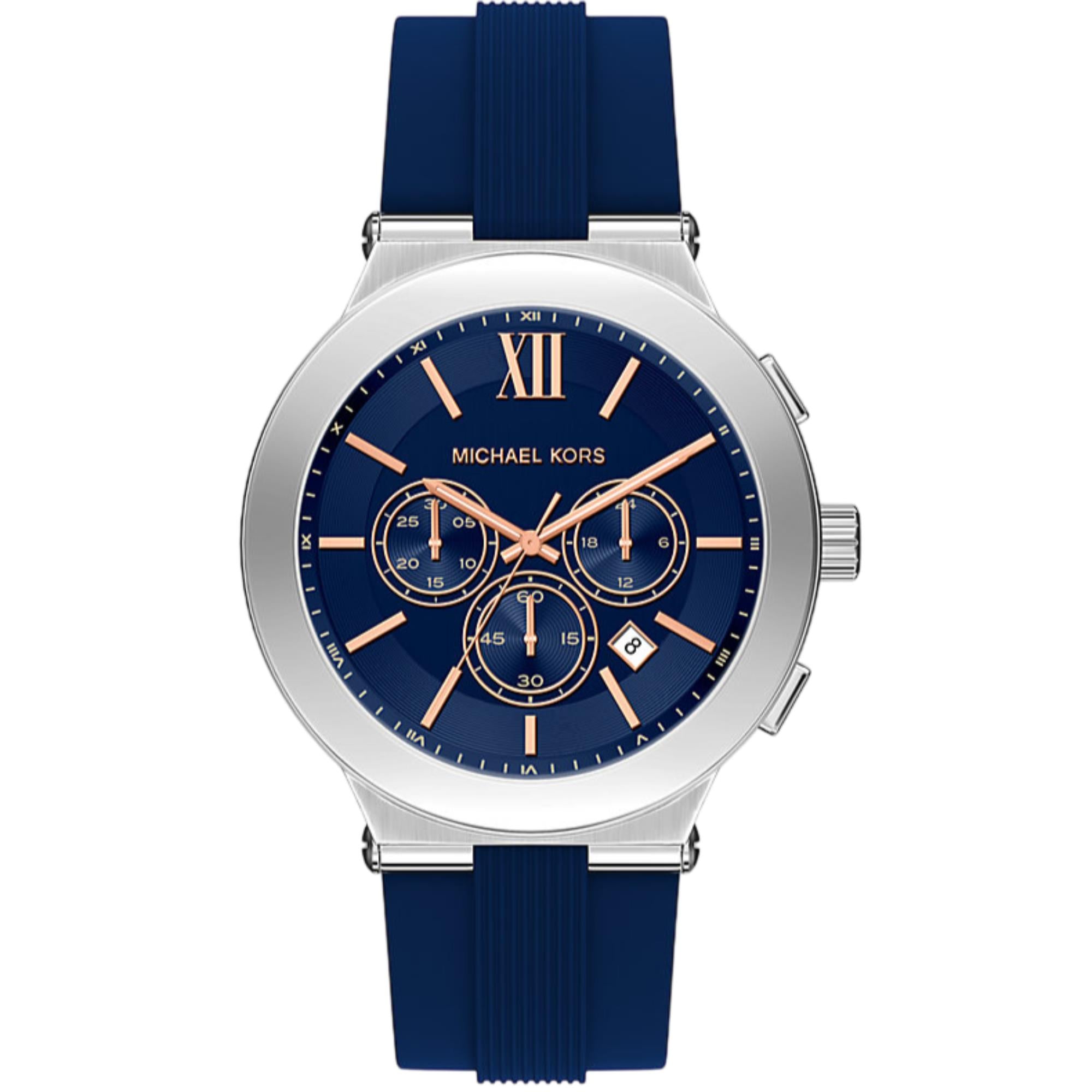 Michael Kors Billie 45mm Chronograph Blau Zifferblatt Silikon Herren Quarz Uhr MK9254