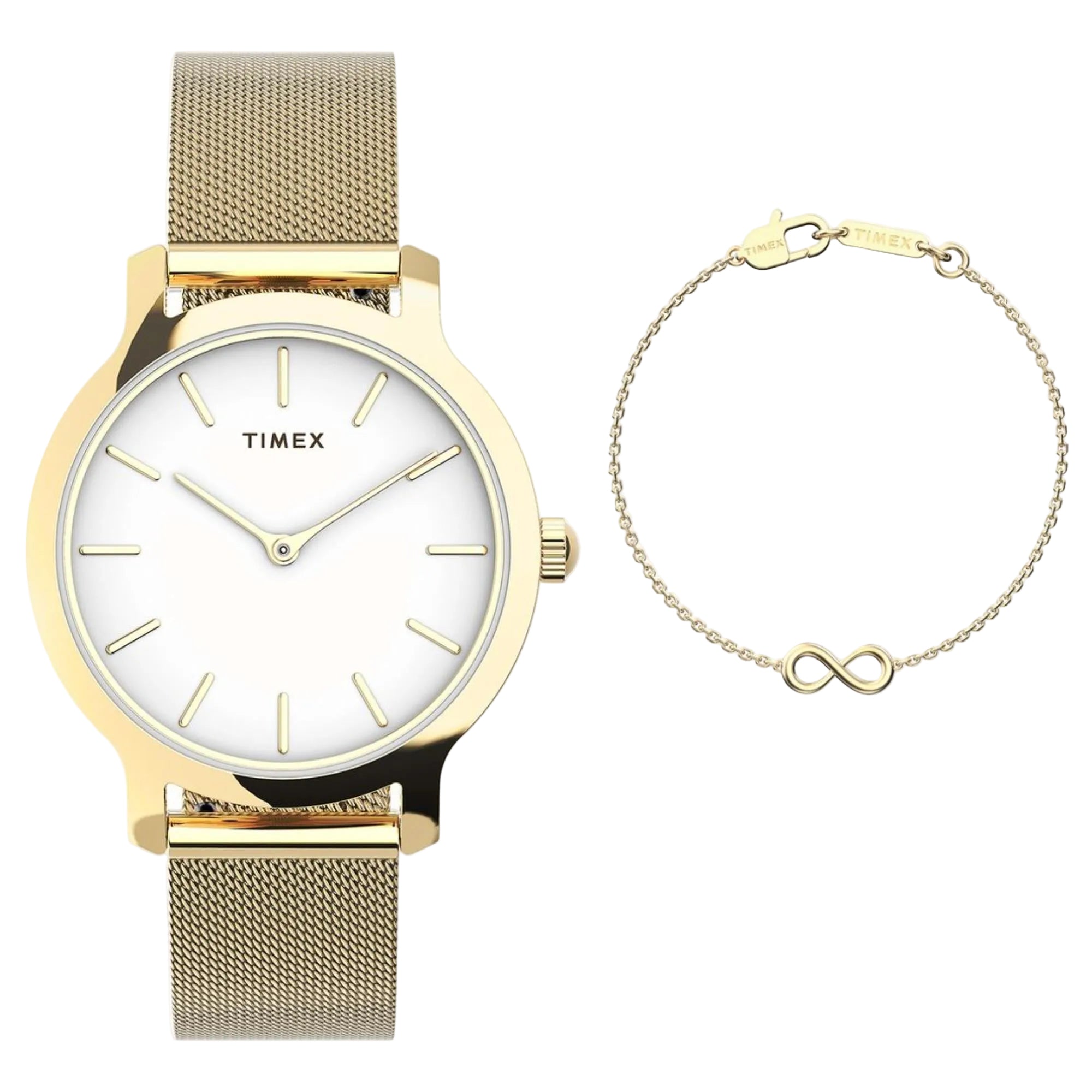 Timex Trend 31mm White Dial Steel Ladies Quartz Watch TWG067000
