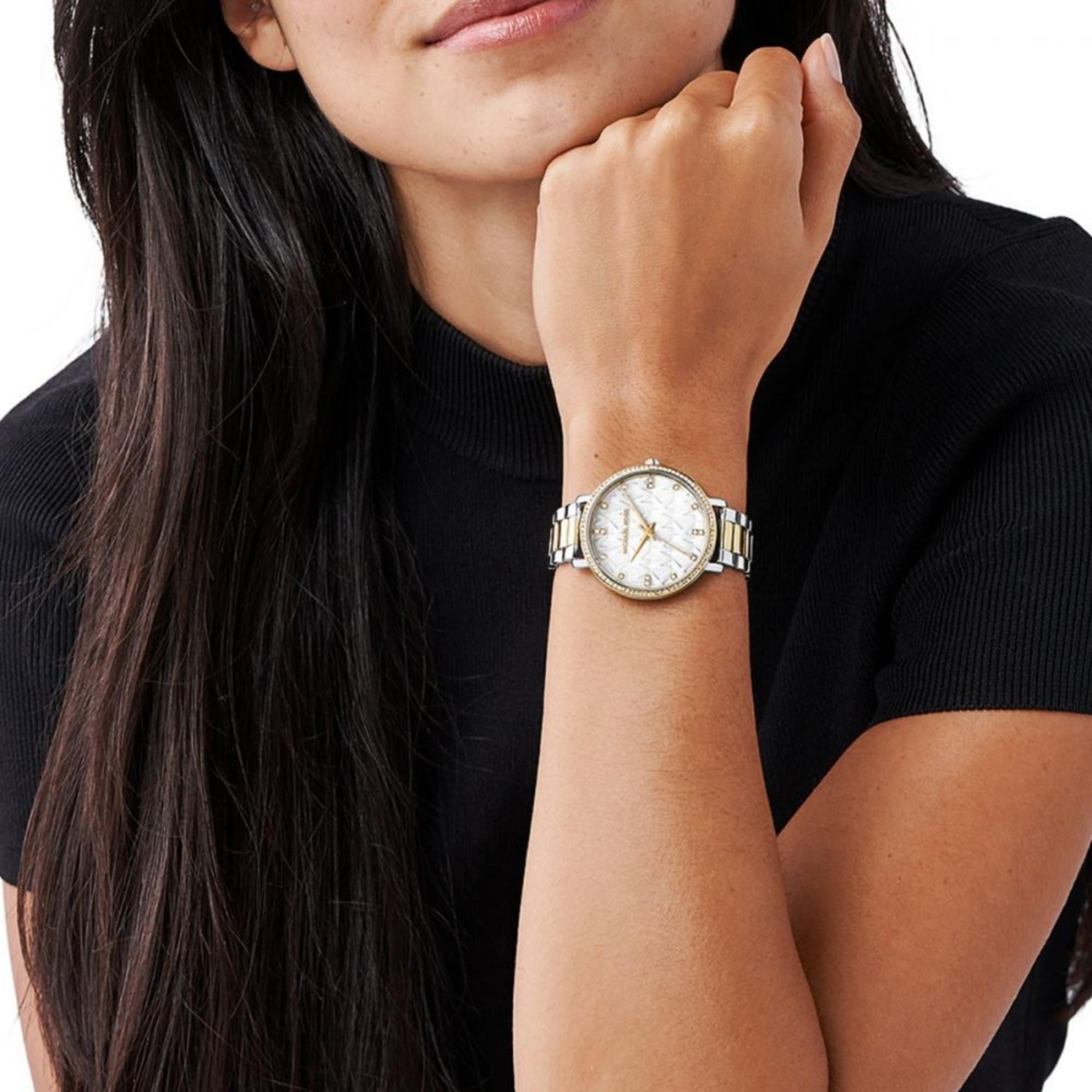 Michael Kors Pyper 38mm Weiß Zifferblatt Stahl Damen Quarz Uhr MK4918