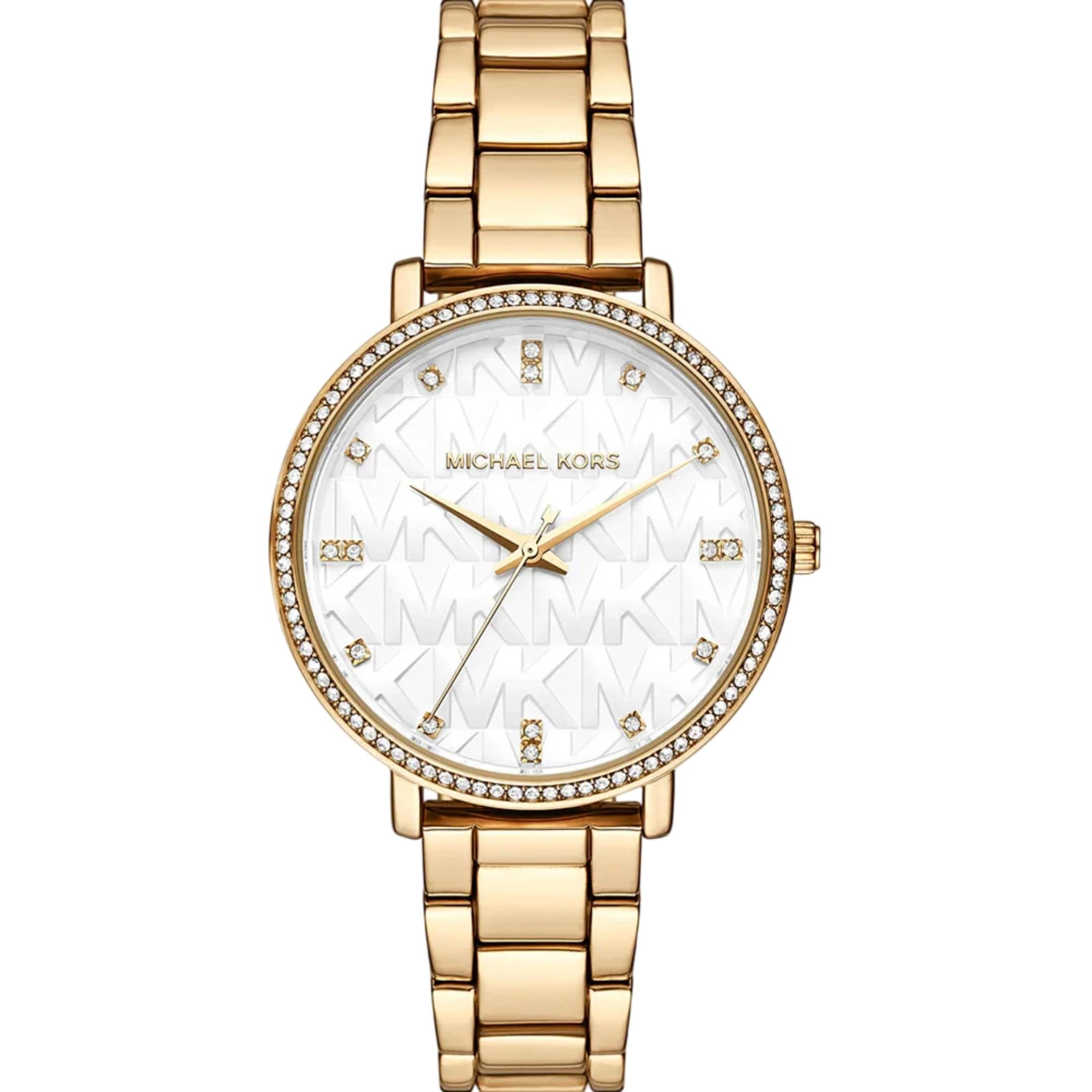 Michael Kors Pyper 38mm Weiß Zifferblatt Stahl Damen Quarz Uhr MK4919