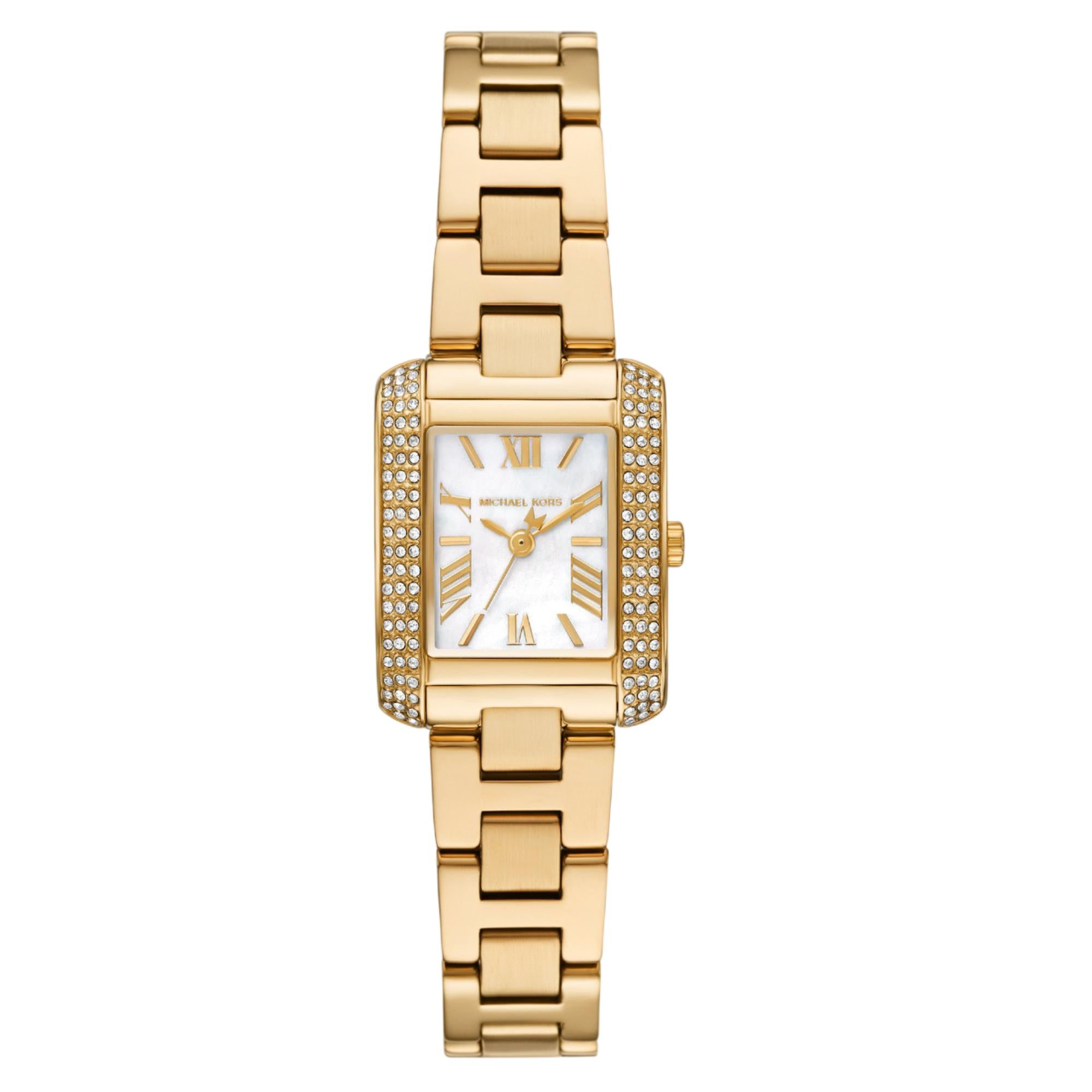 Michael Kors Emery 22mm White Mother of Pearl Dial Steel Ladies Quartz Watch MK4867