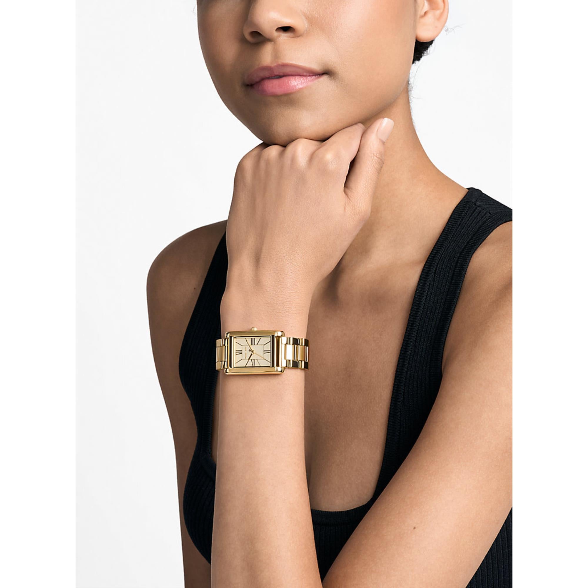 Michael Kors Essex 36.5mm Gold Dial Steel Ladies Quartz Watch MK4904