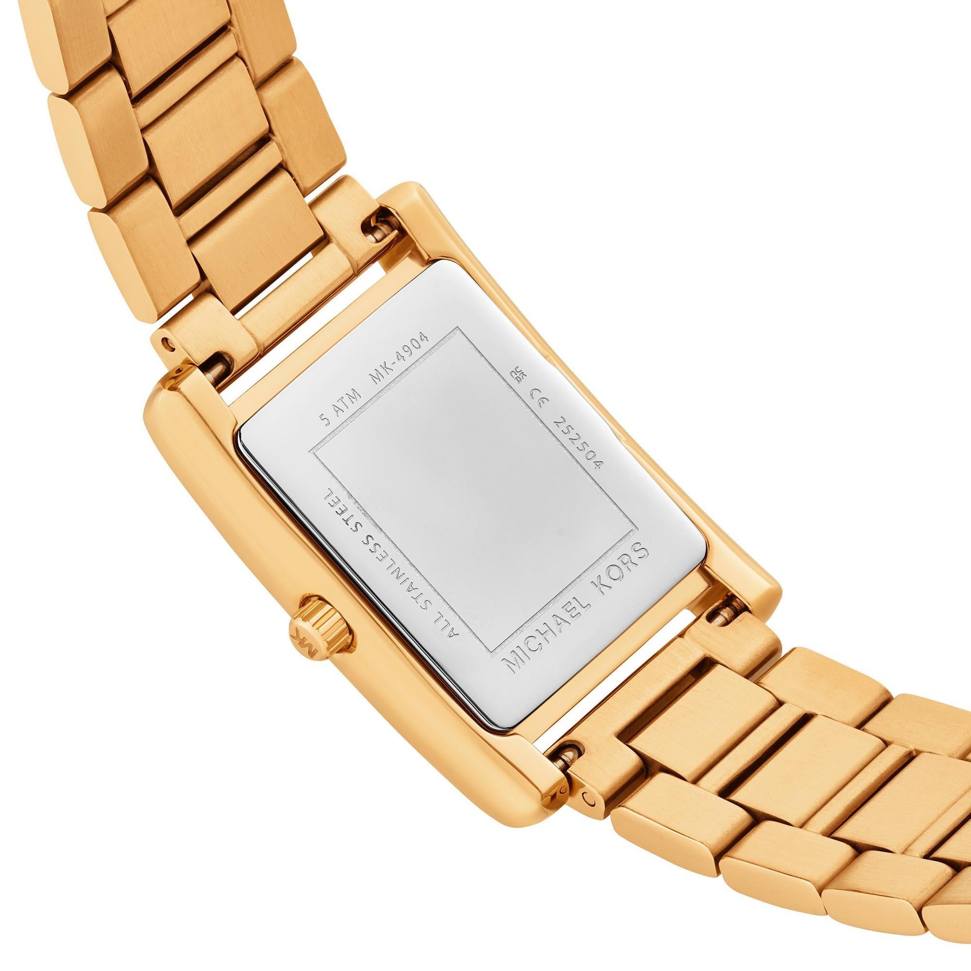 Michael Kors Essex 36.5mm Gold Dial Steel Ladies Quartz Watch MK4904
