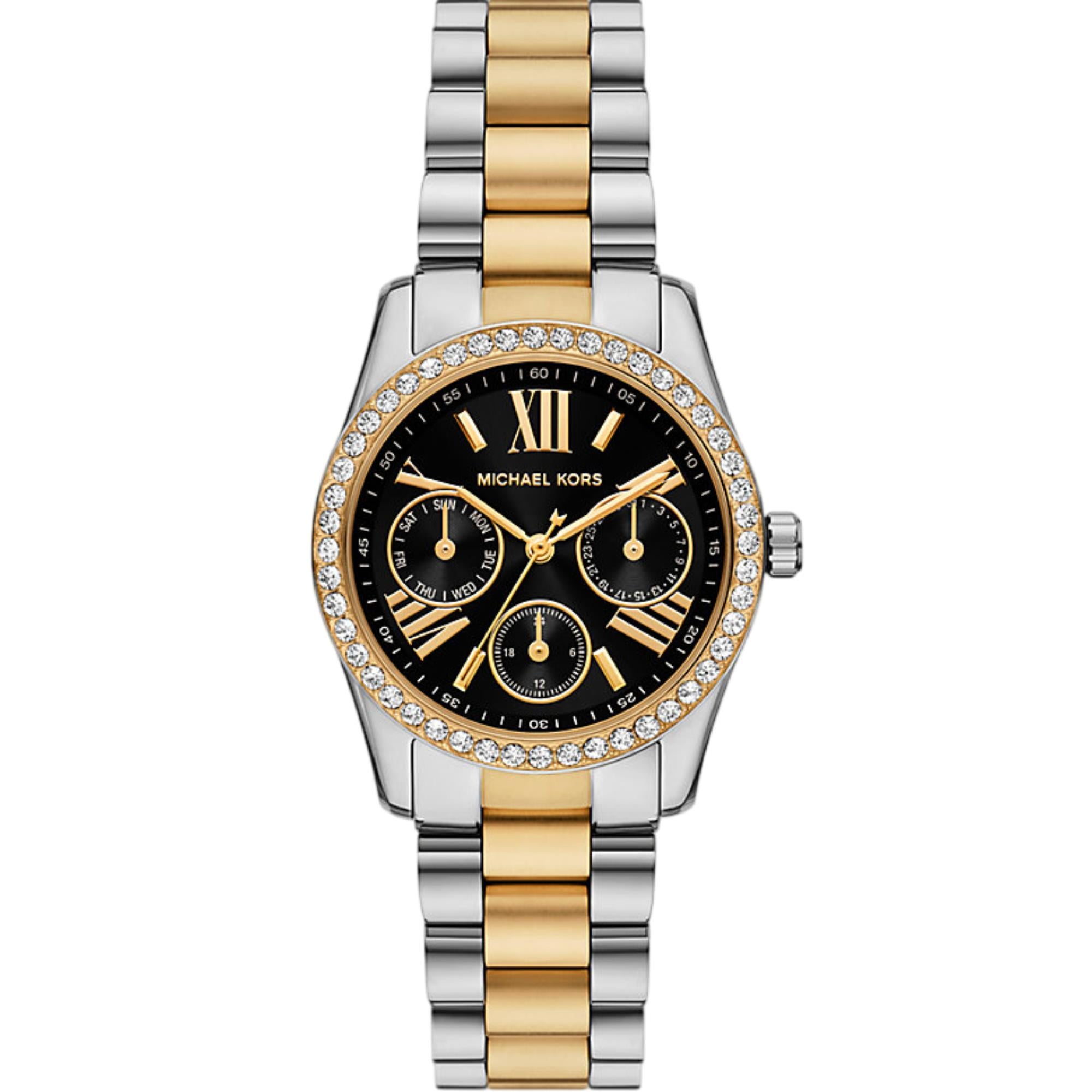 Michael Kors Lexington 33mm Chronograph Black Dial Steel Ladies Watch MK4925