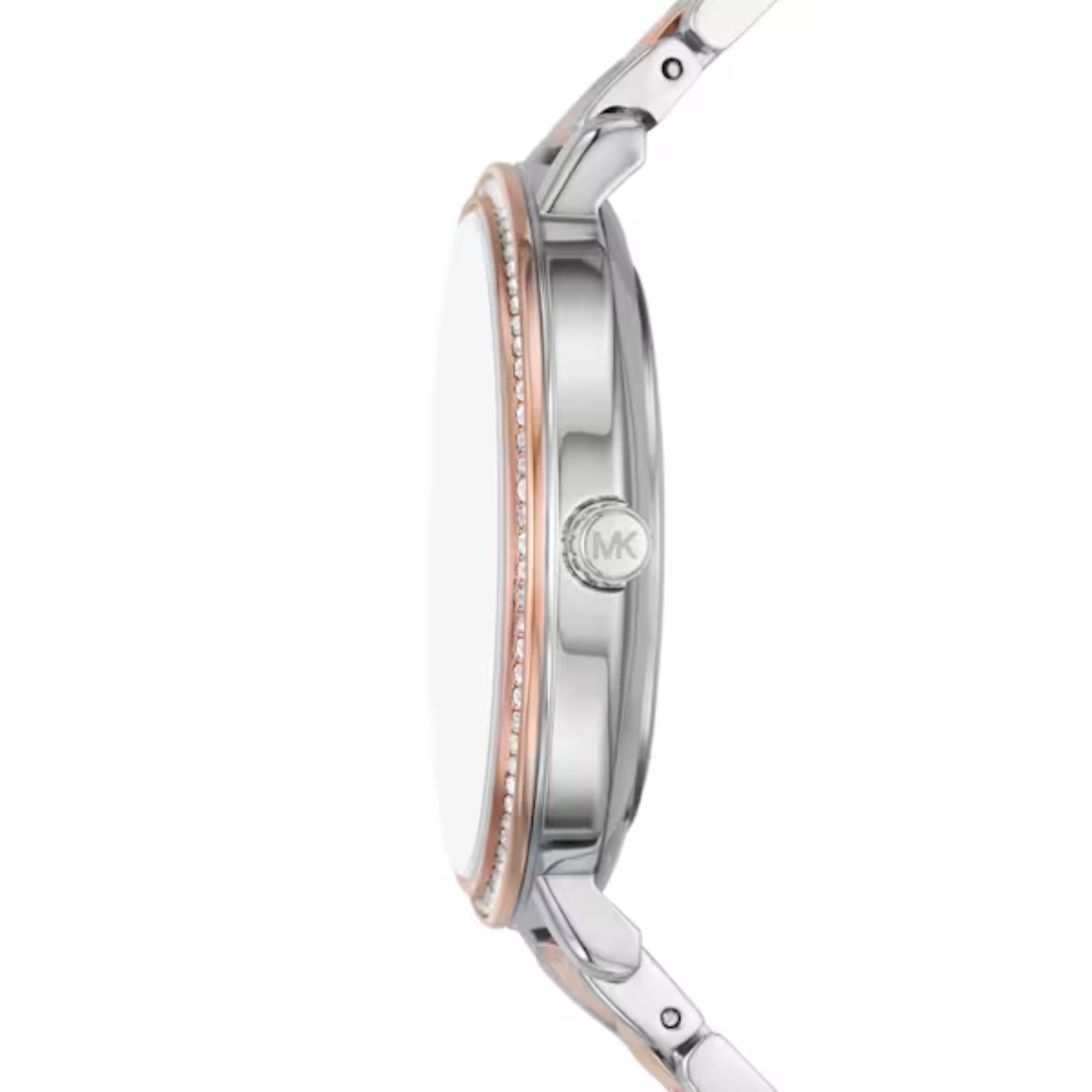 Michael Kors Pyper 38mm Weiß Perlmutt Stahl Damen Quarz Uhr MK4920