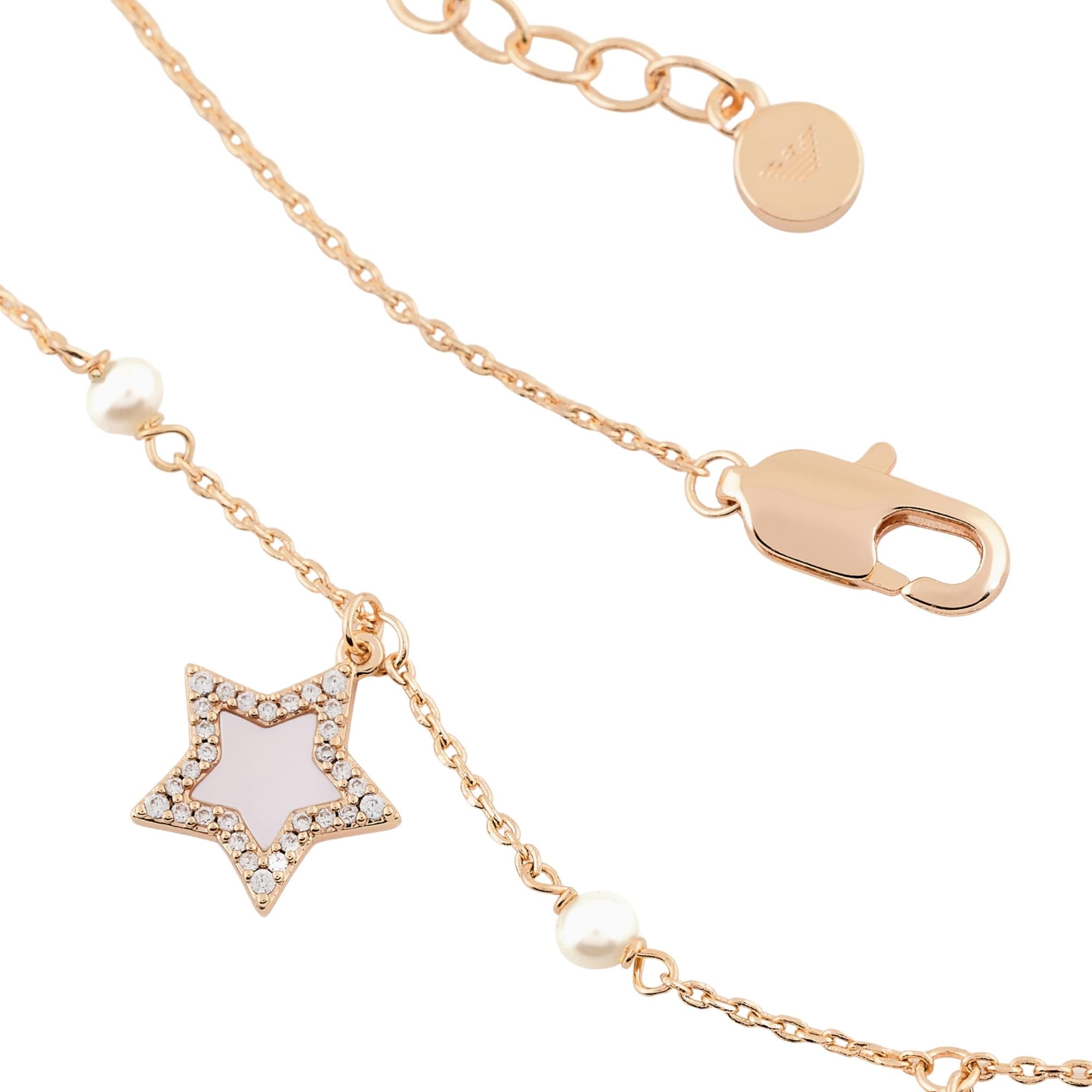 Emporio Armani Roségoldfarbene Messing Station Damen Halskette EGS3106221