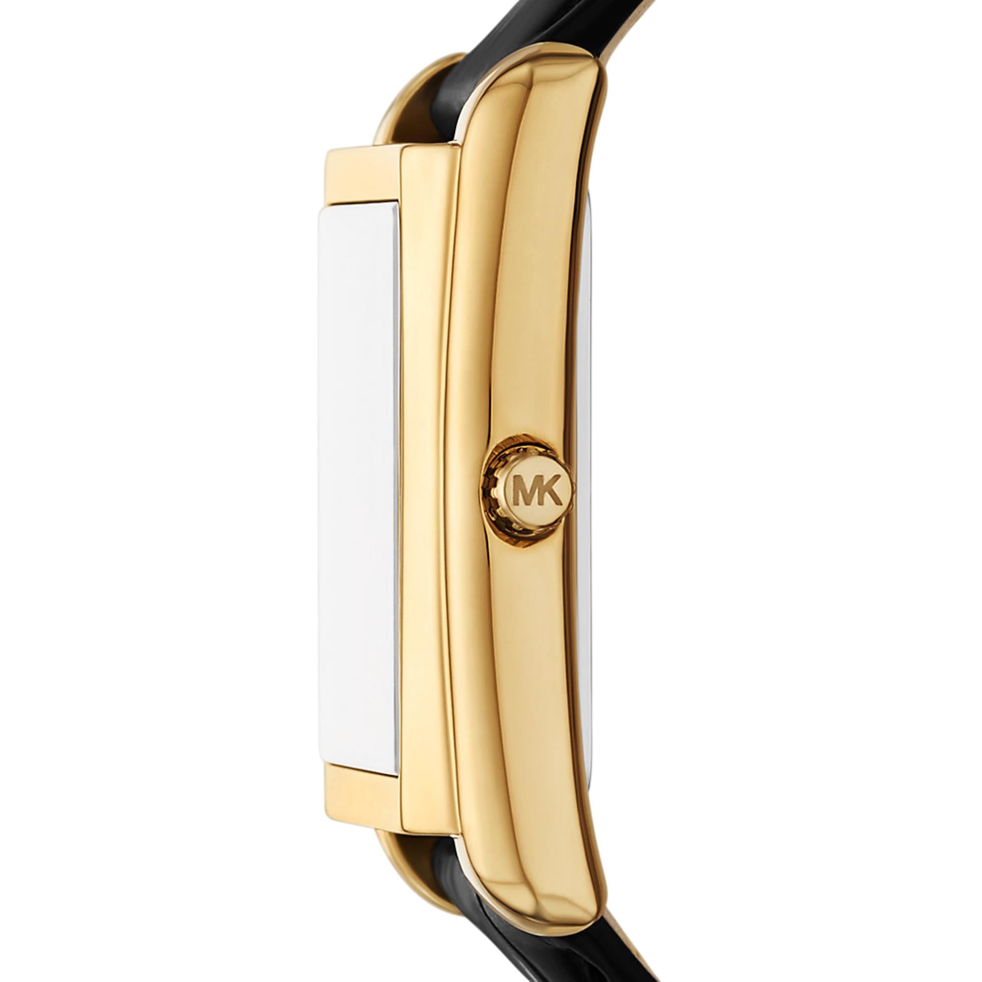 Michael Kors Essex 26mm Gold Dial Leather Ladies Quartz Watch MK4965