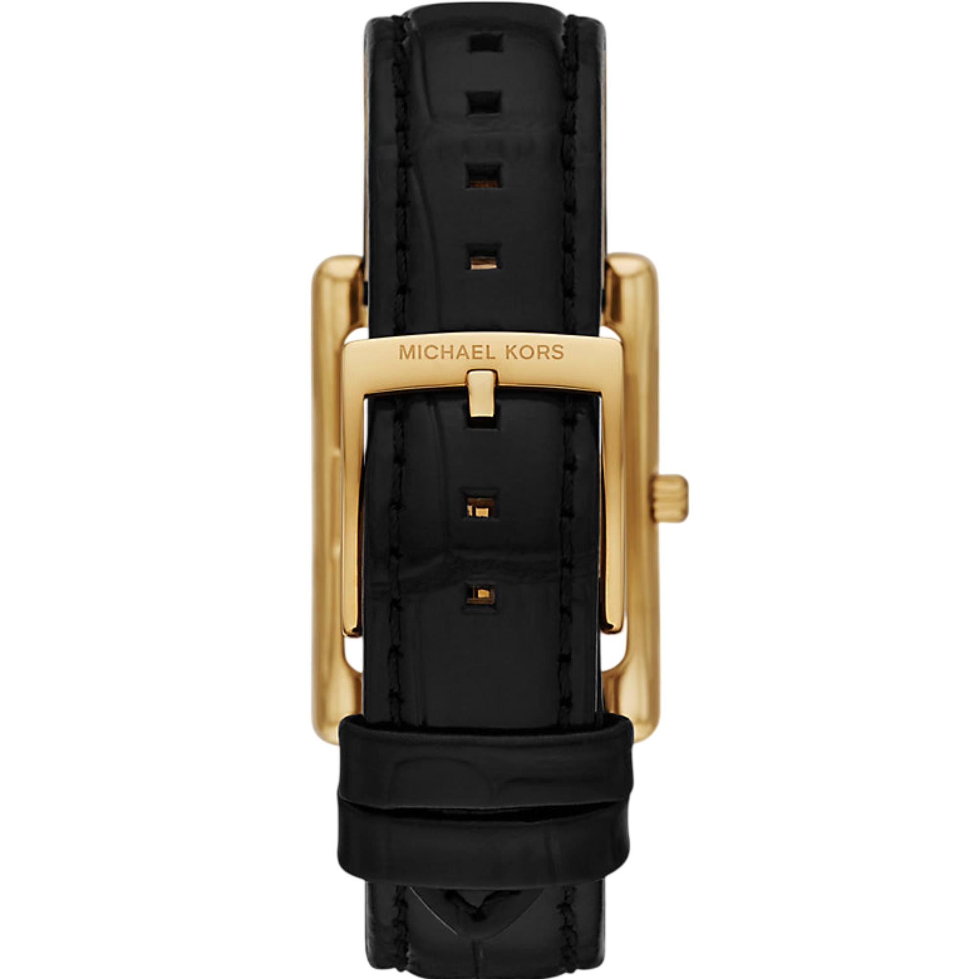Michael Kors Essex 26mm Gold Dial Leather Ladies Quartz Watch MK4965