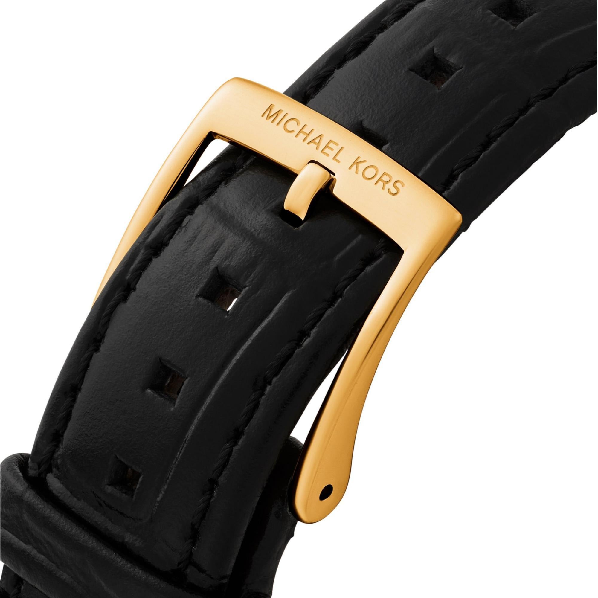 Michael Kors Essex 26mm Gold Dial Leather Ladies Quartz Watch MK4965