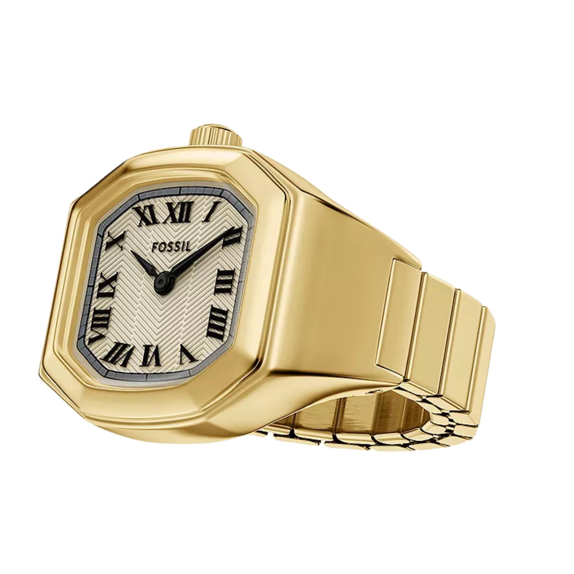 Fossil Harlow 16mm Cream Dial Steel Ladies Quartz Ring Watch ES5446
