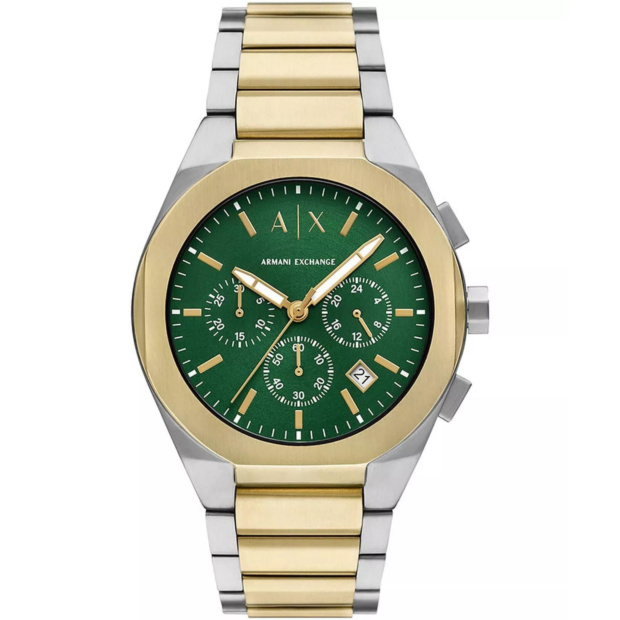 Armani Exchange Sync 42mm Chronograph Green Dial Steel Mens Quartz Watch AX4184