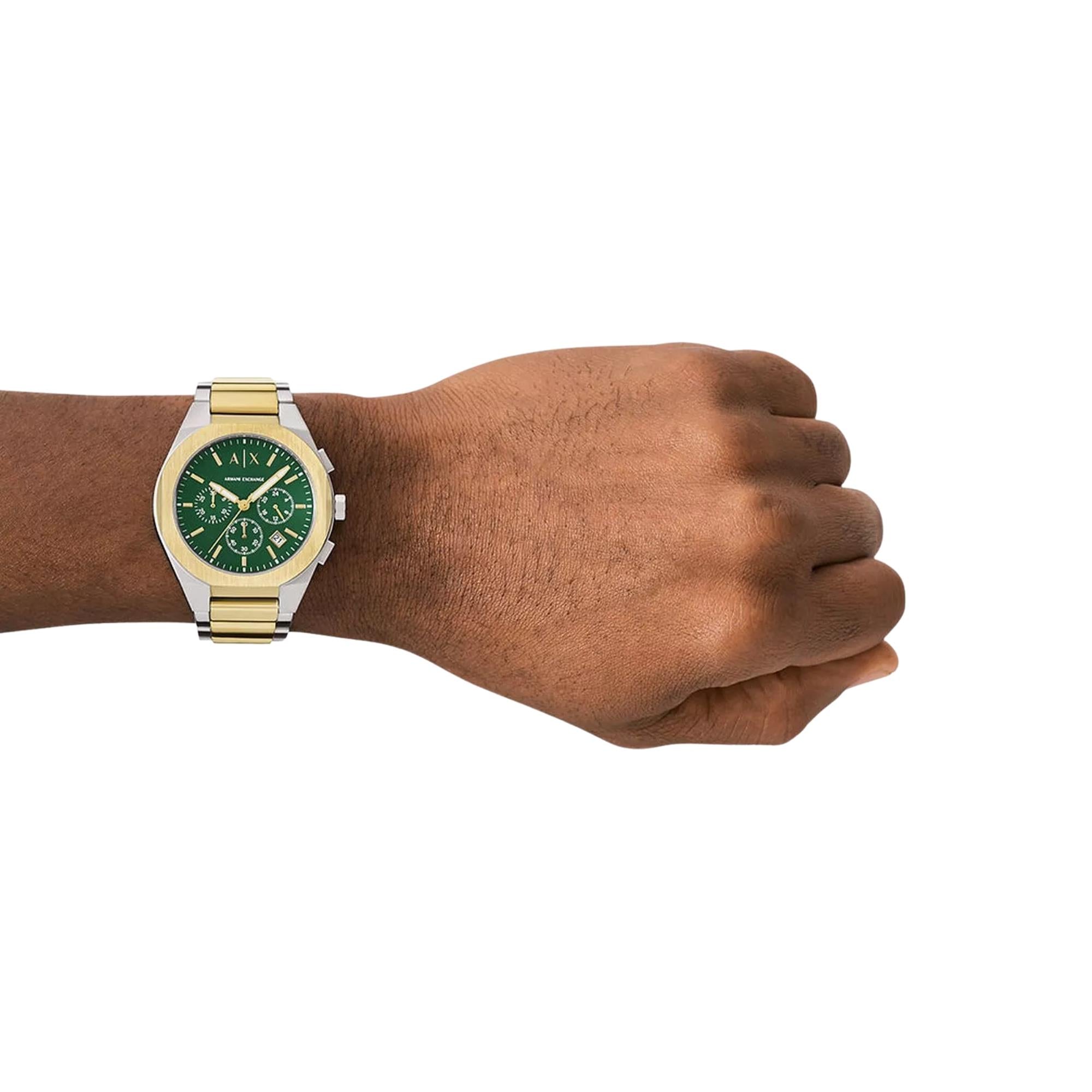 Armani Exchange Sync 42mm Chronograph Green Dial Steel Mens Quartz Watch AX4184