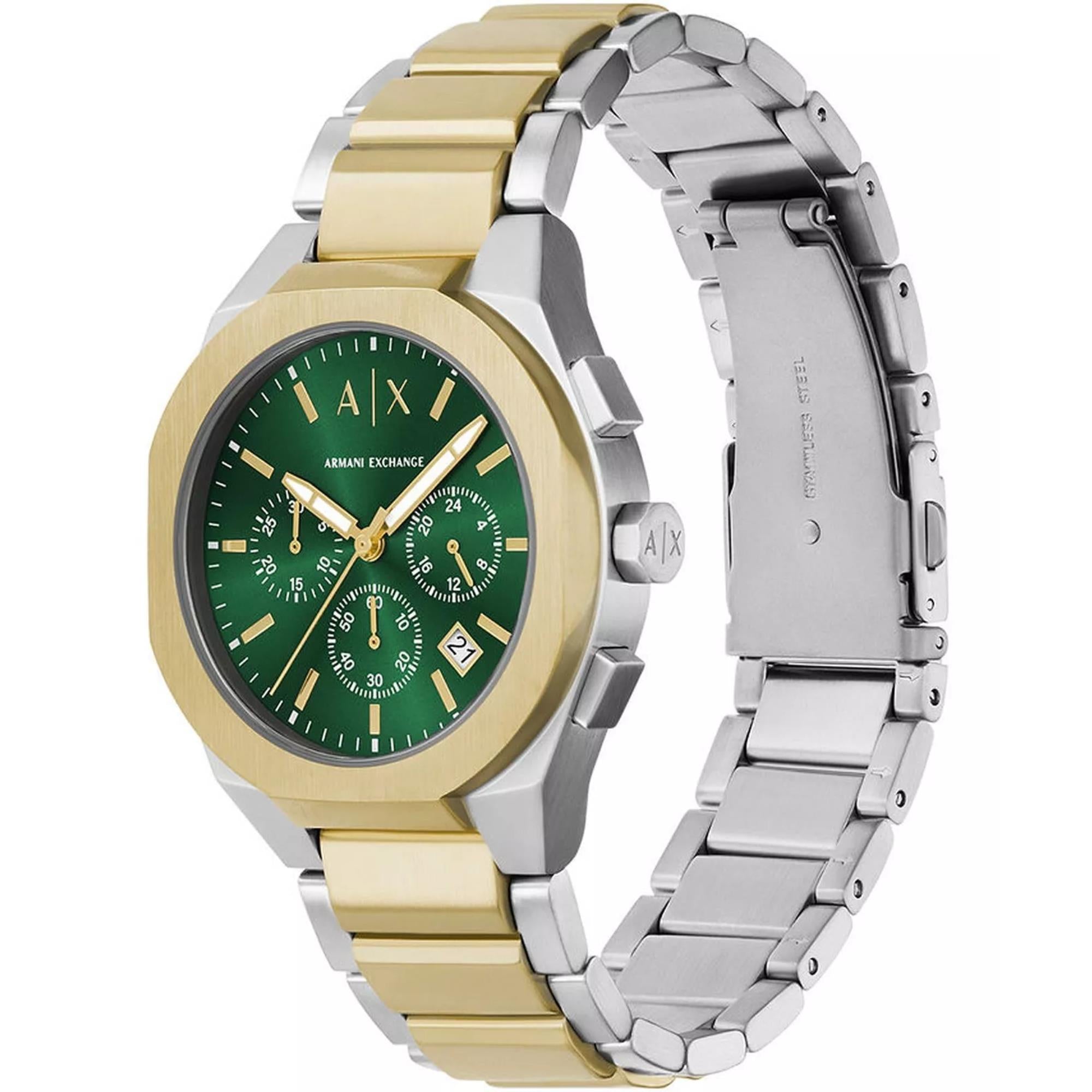 Armani Exchange Sync 42mm Chronograph Green Dial Steel Mens Quartz Watch AX4184