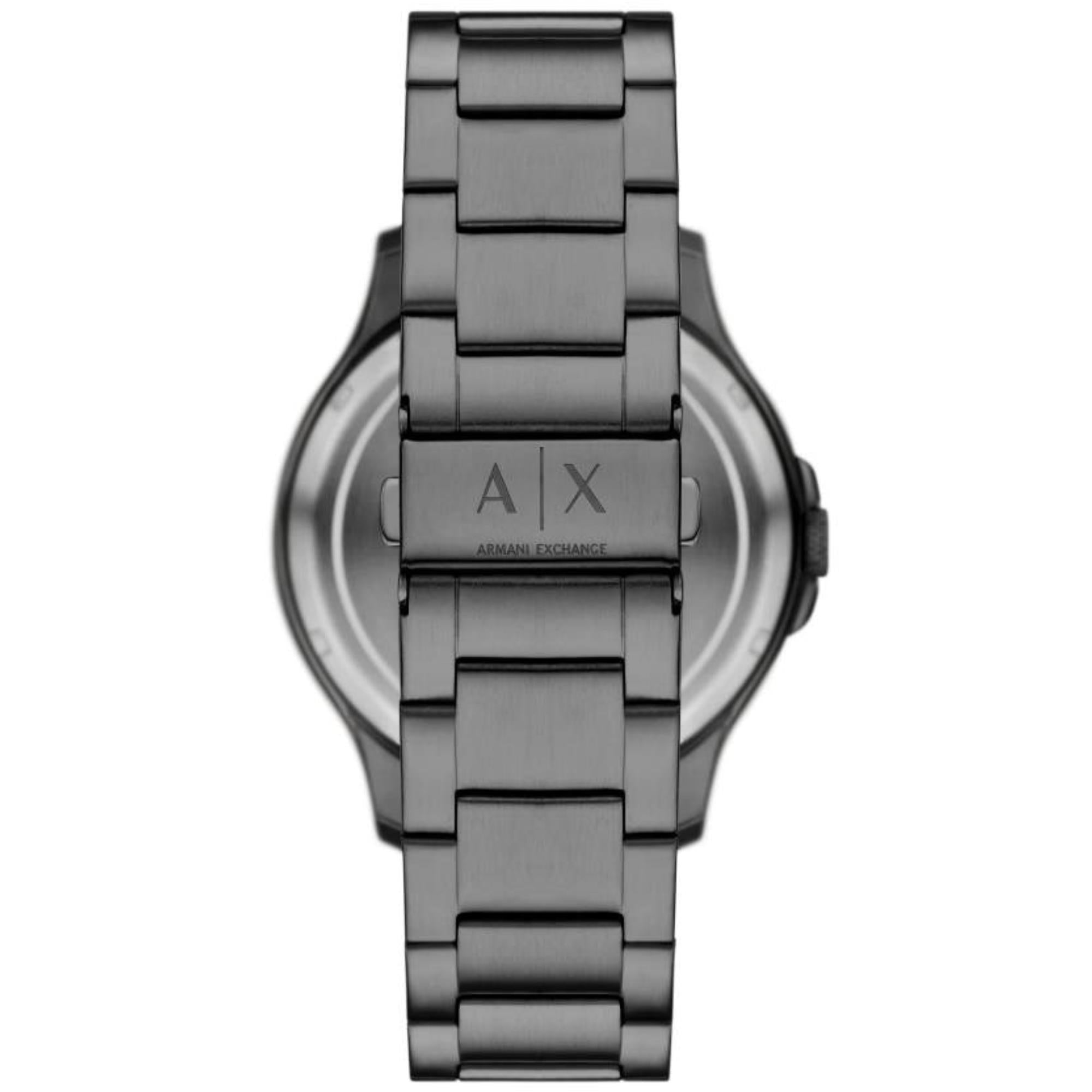 Armani Exchange Hampton 46mm Skelett Schwarzes Zifferblatt Stahl Herren Quarz Uhr AX2458