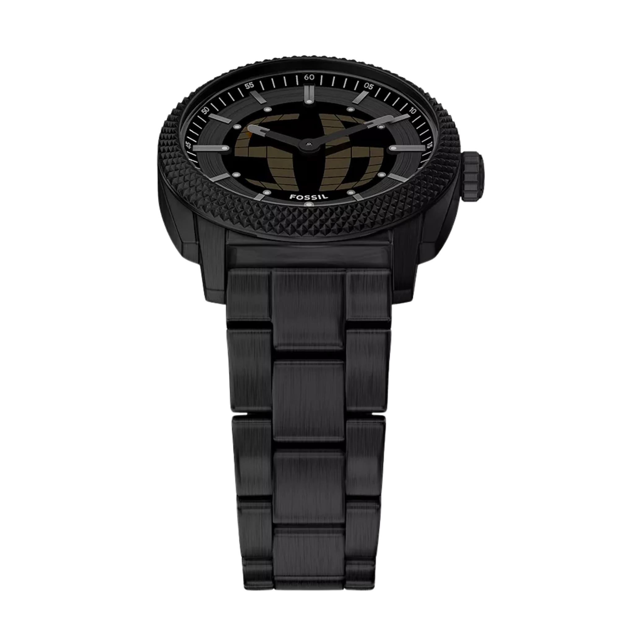 Fossil Machine 41mm Black Dial Steel Mens Digi-Analogue Watch FS6156