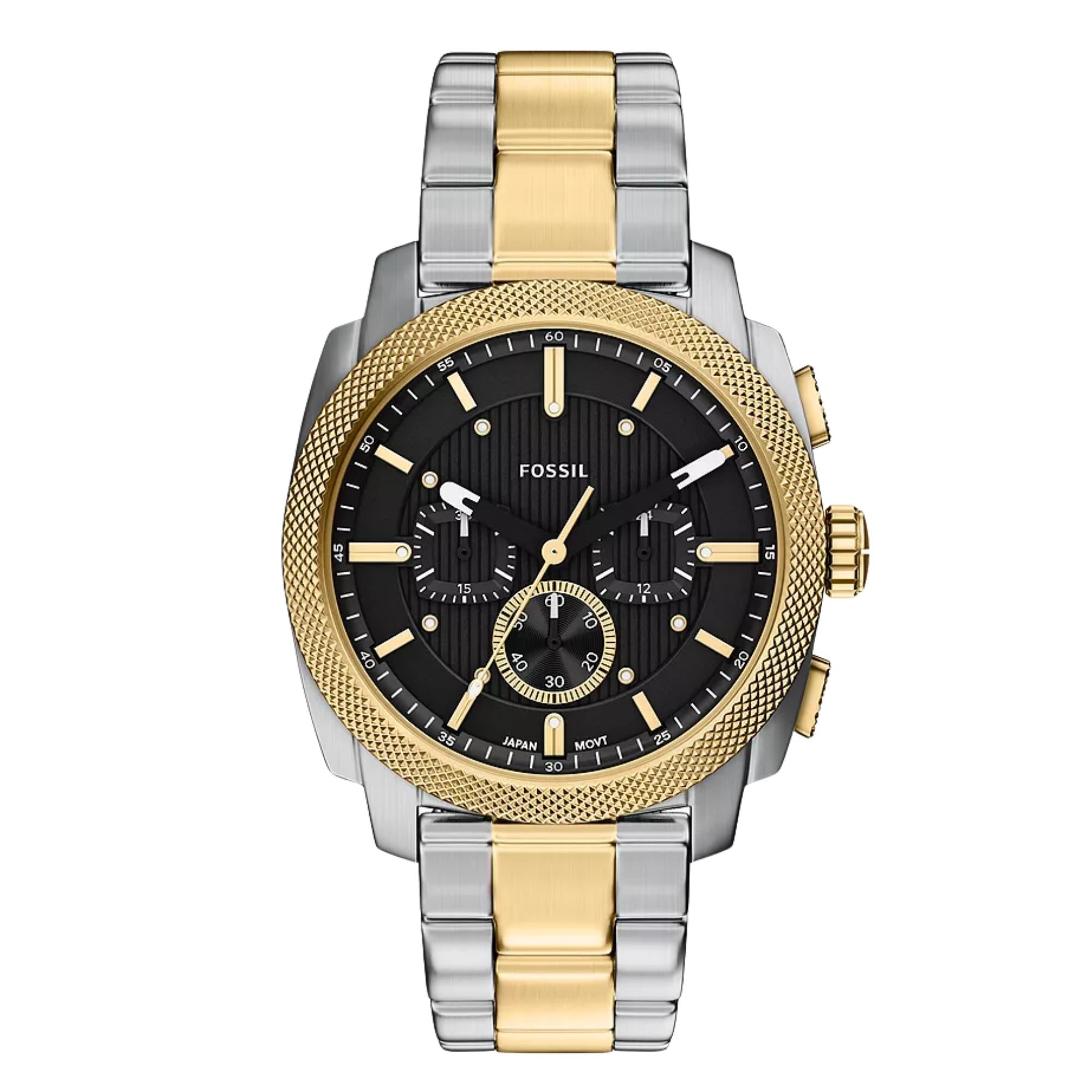 Fossil Machine 44mm Chronograph Schwarzes Zifferblatt Stahl Herren Quarz Uhr FS6159