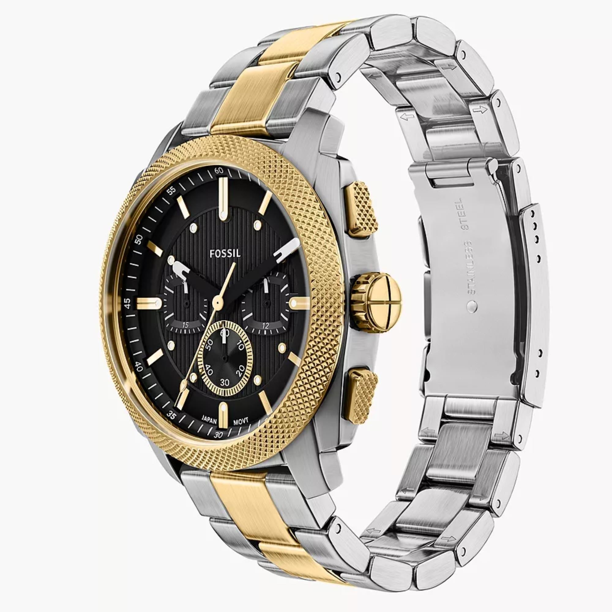Fossil Machine 44mm Chronograph Black Dial Steel Mens Quartz Watch FS6159